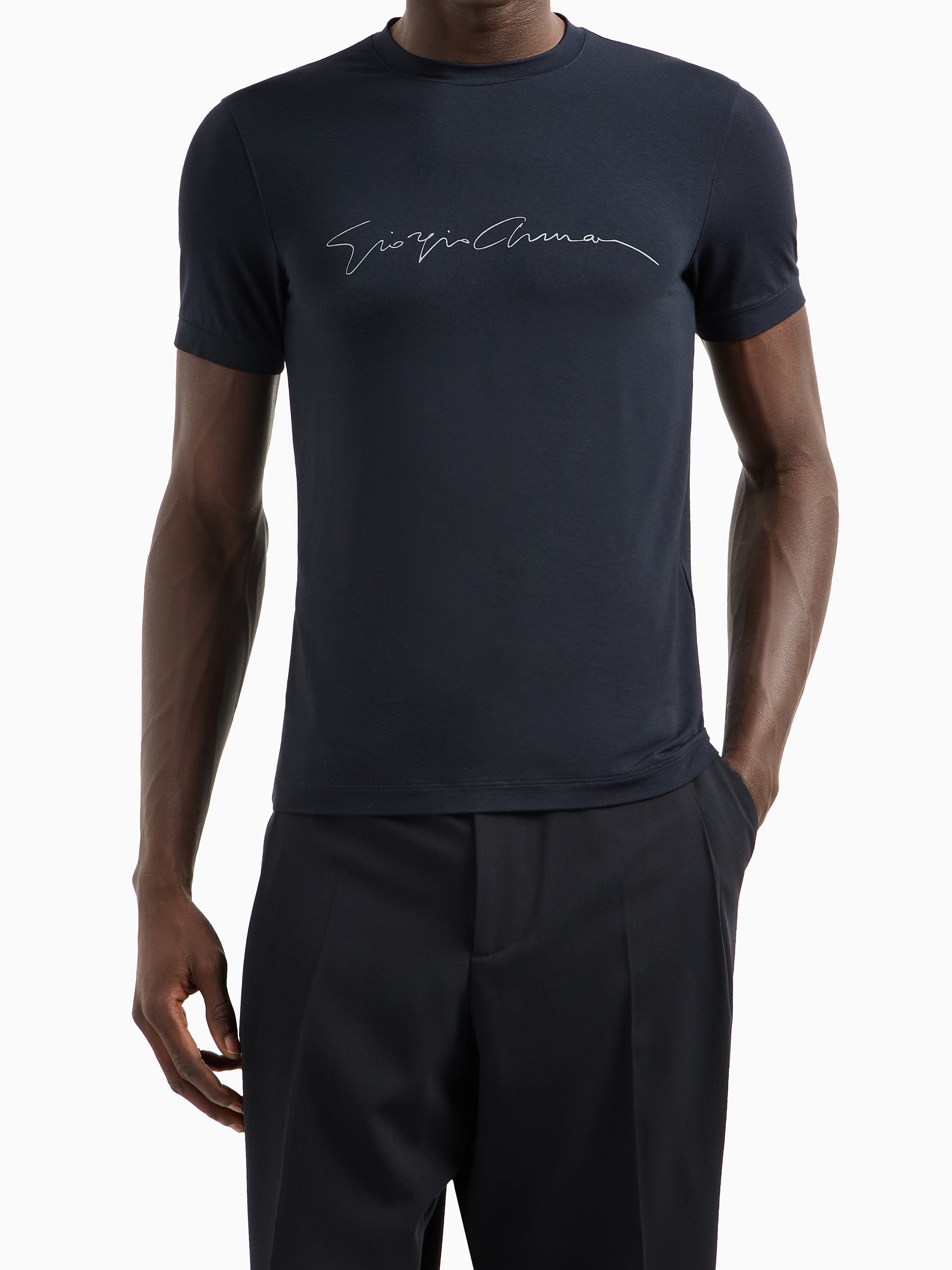 Black Slim Fit Cursive Script T-Shirt