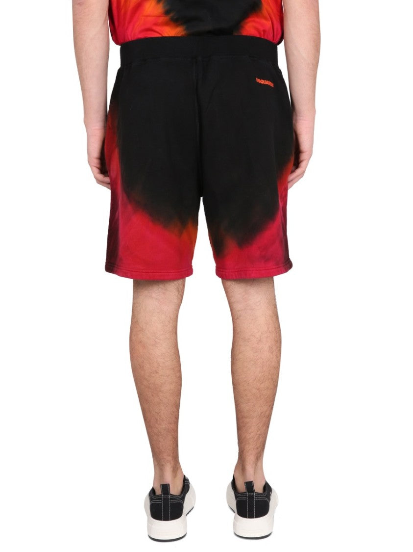 Relaxed Fit Shorts With Flame Print