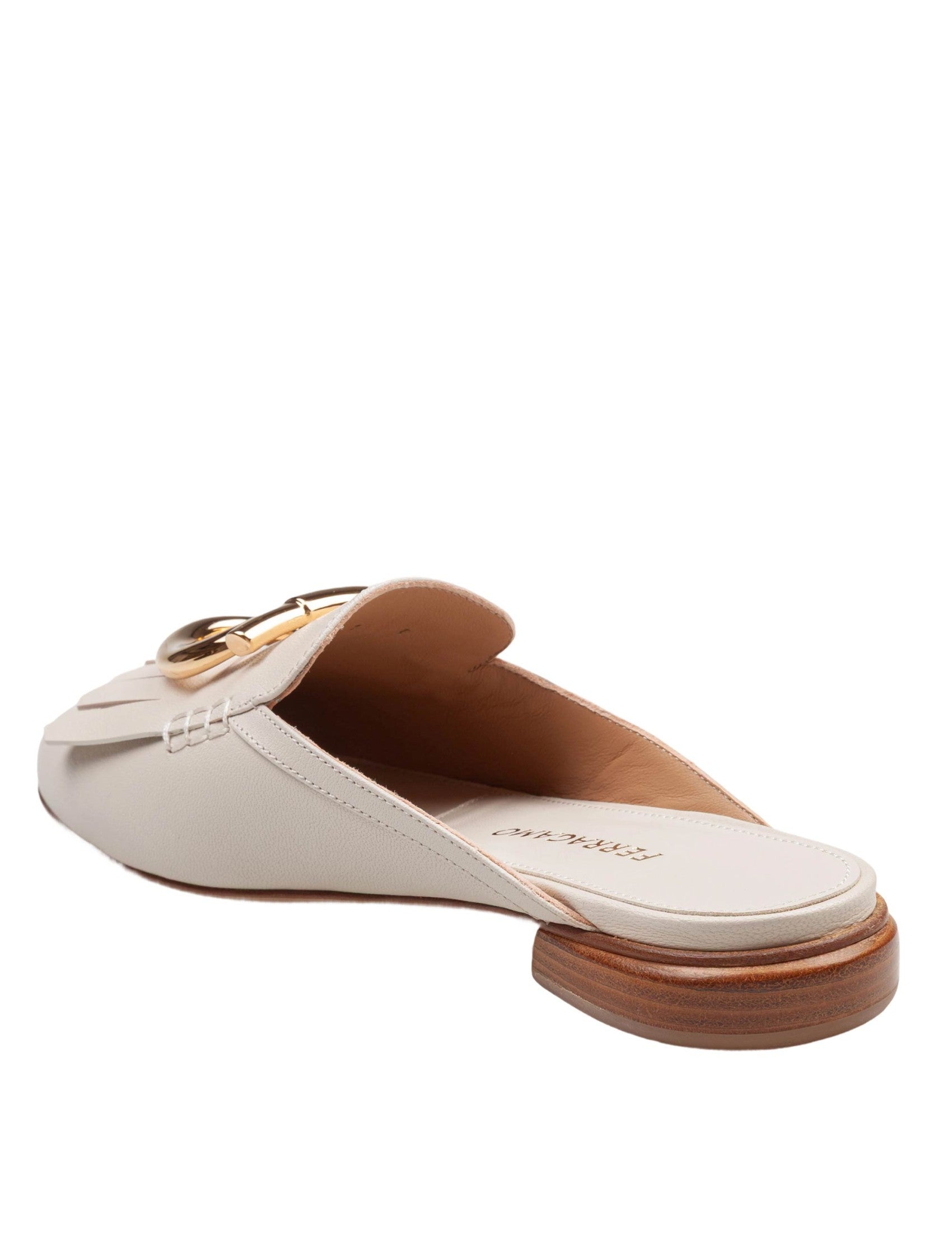 Leather Mules With Maxi Gancini Buckle