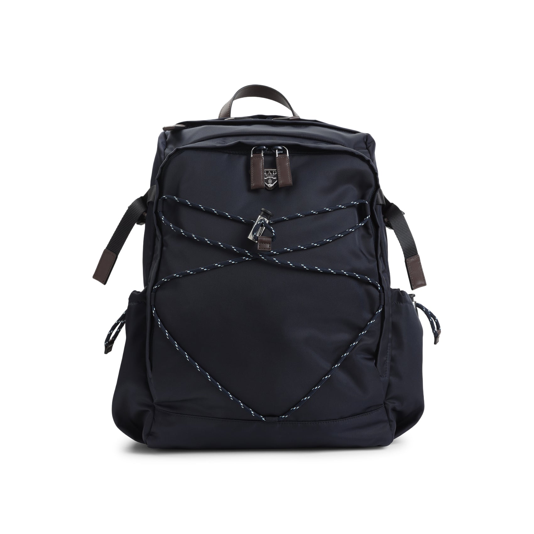 Spacious Black Polyamide Backpack with Bungee Cord Detail