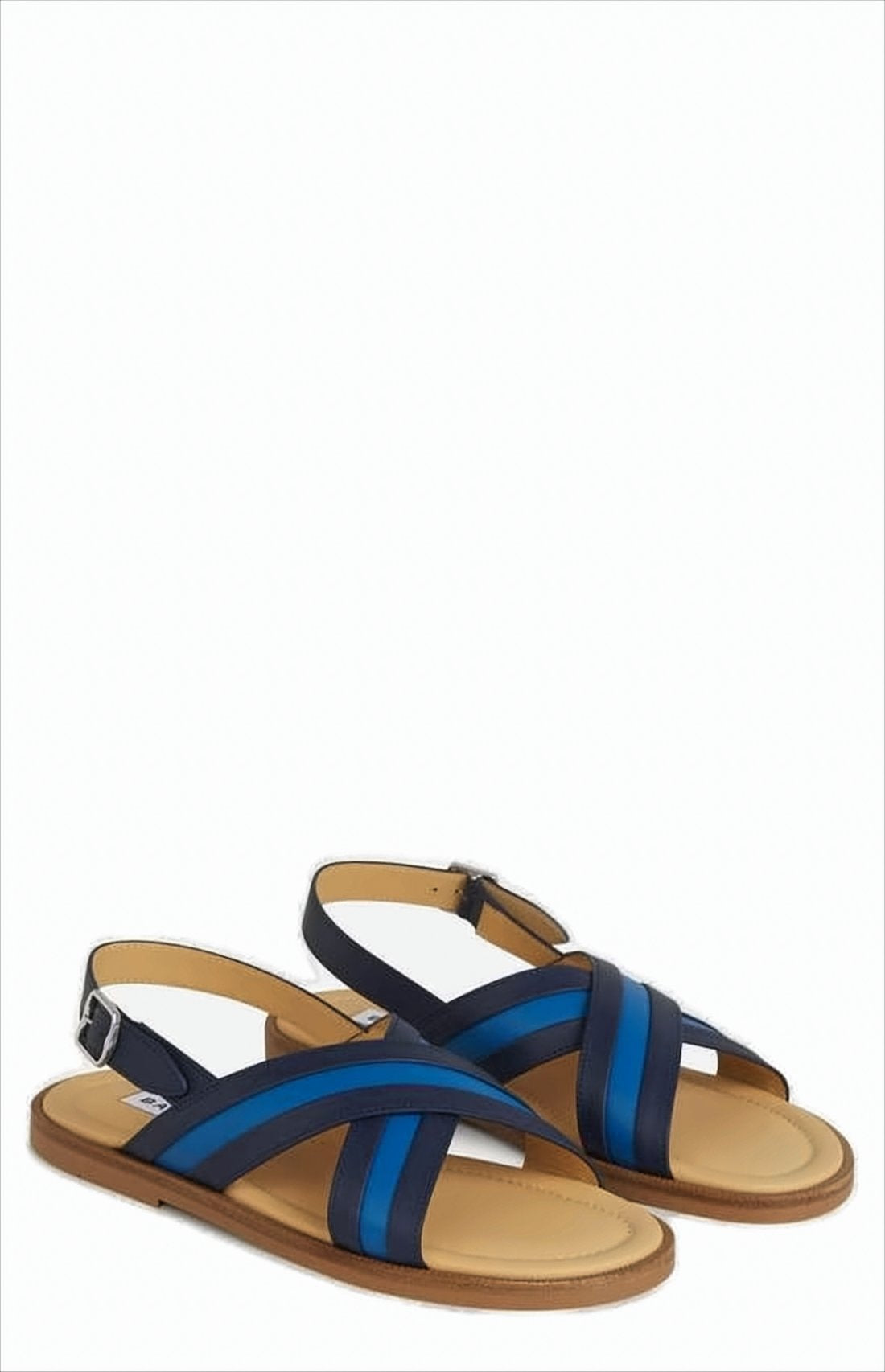 Slingback Flat Sandals With Overlapping Leather Straps