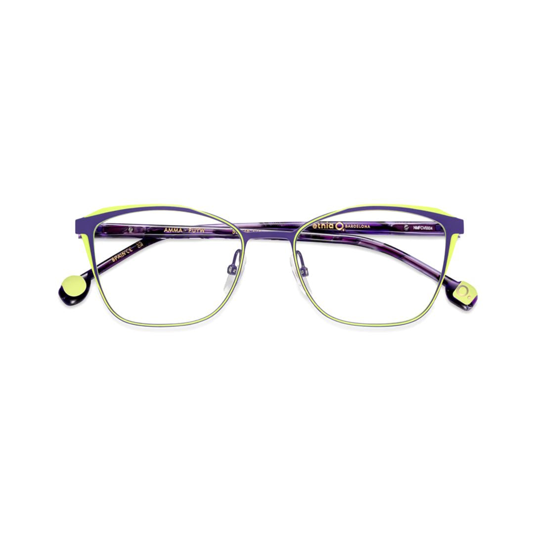 Amma Geometric Lime Green-Outlined Metal Eyeglasses