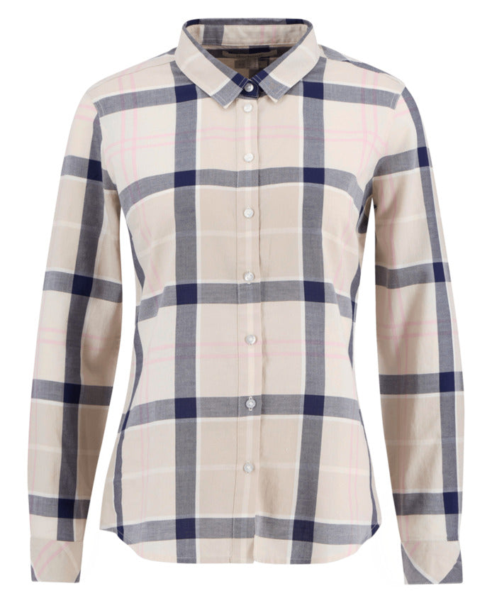 Cherry Blossom Tartan Shirt With Button-Down Closure
