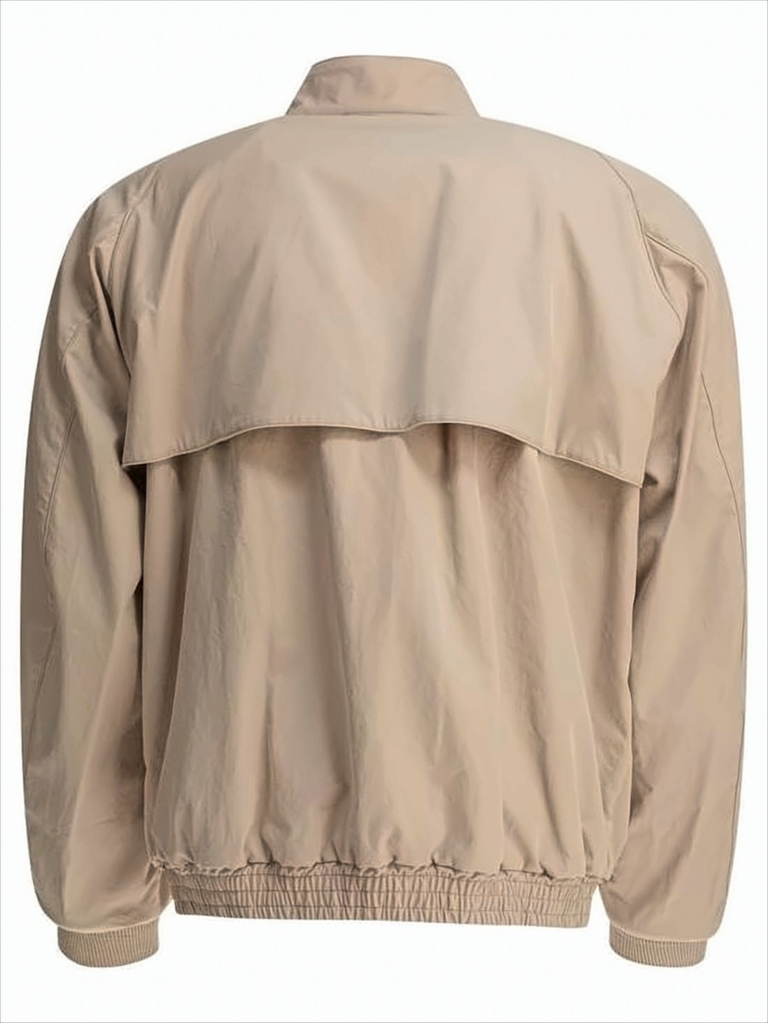 Cropped Beige Utility Jacket with Stand Collar