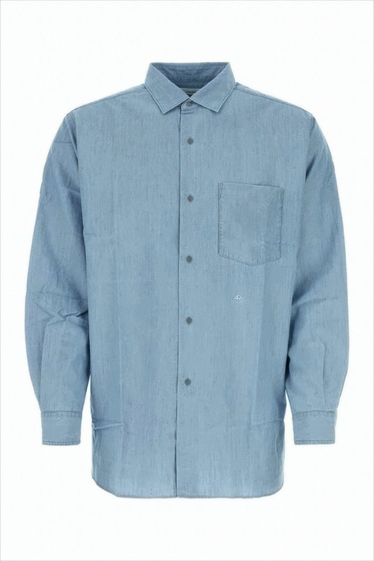 Light Blue Denim Shirt with Classic Collar