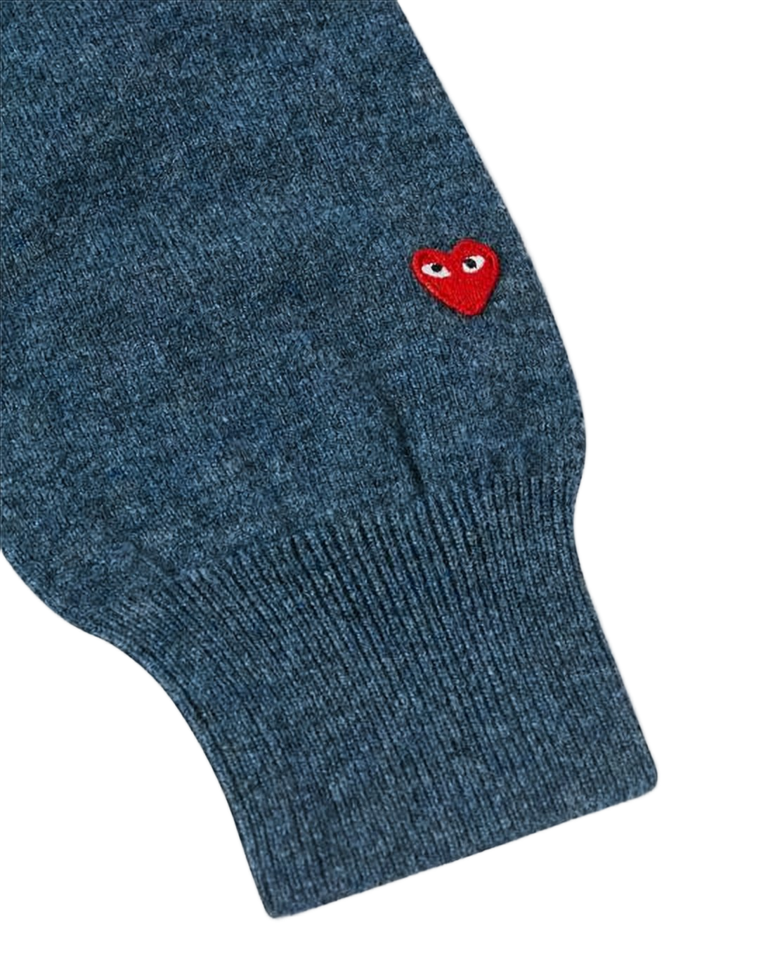Heathered Blue Wool Sweater with V-Neck