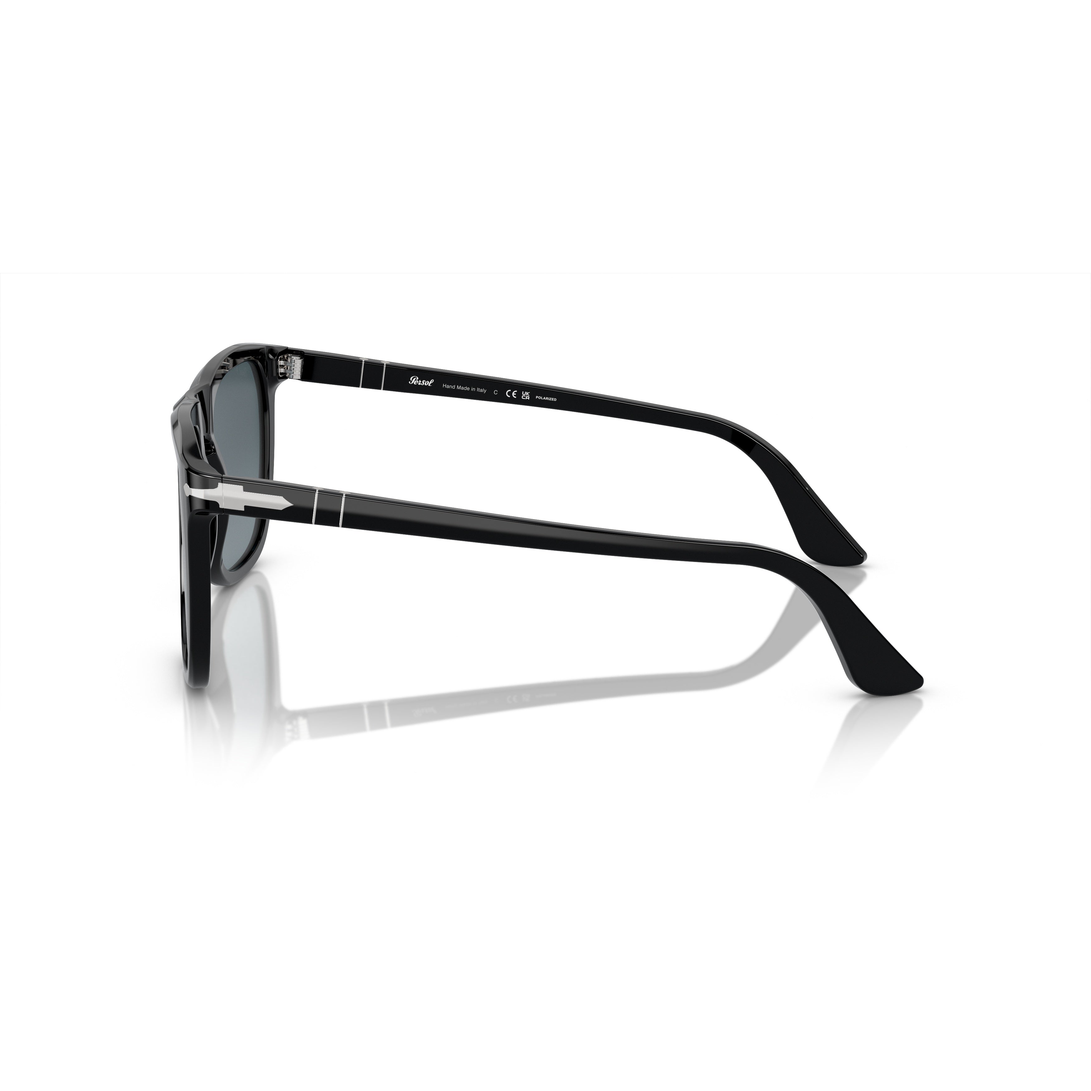 0po3336s Rectangular Black Acetate Sunglasses with Metallic Detail