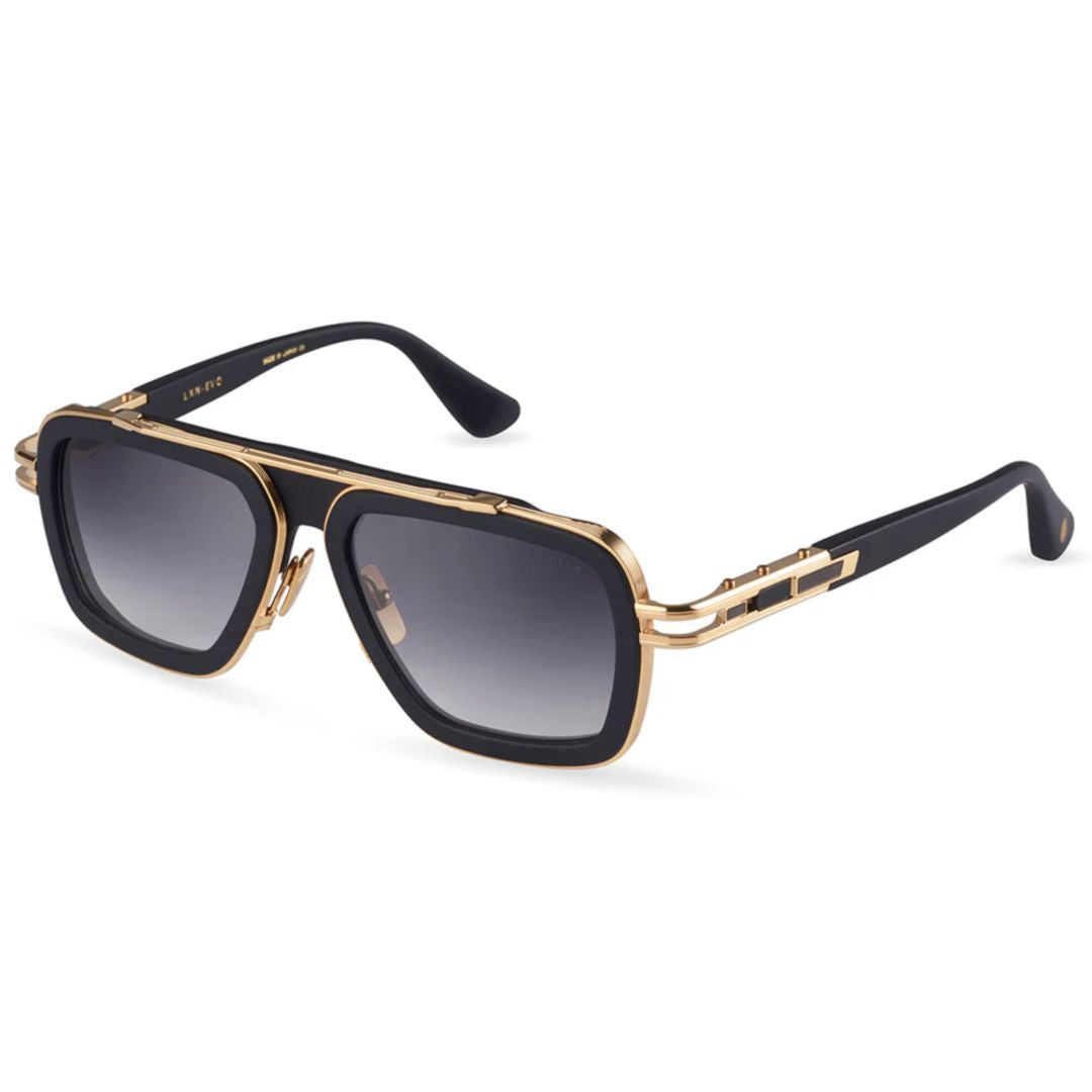 Lxn-Evo Geometric Square Frame Sunglasses with Gold Accents