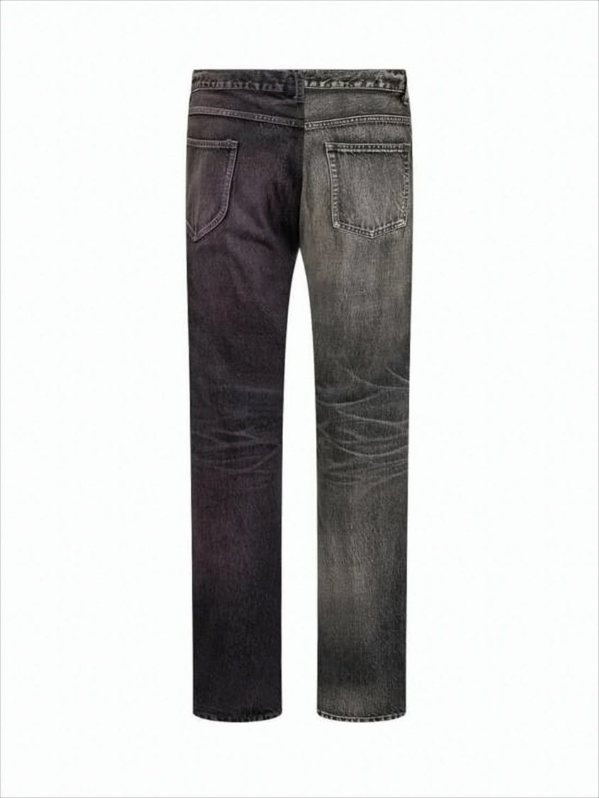 Patchwork Denim Pants With Five-Pocket Styling