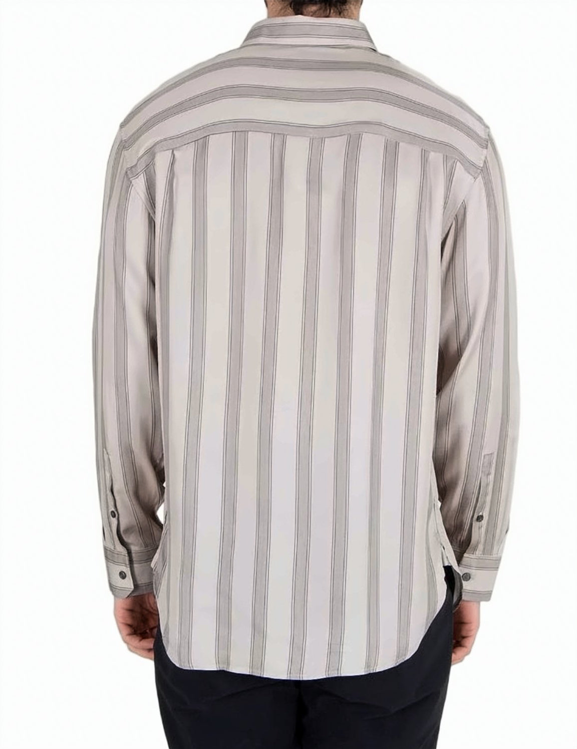 Striped Flowing Viscose Classic Collar Shirt