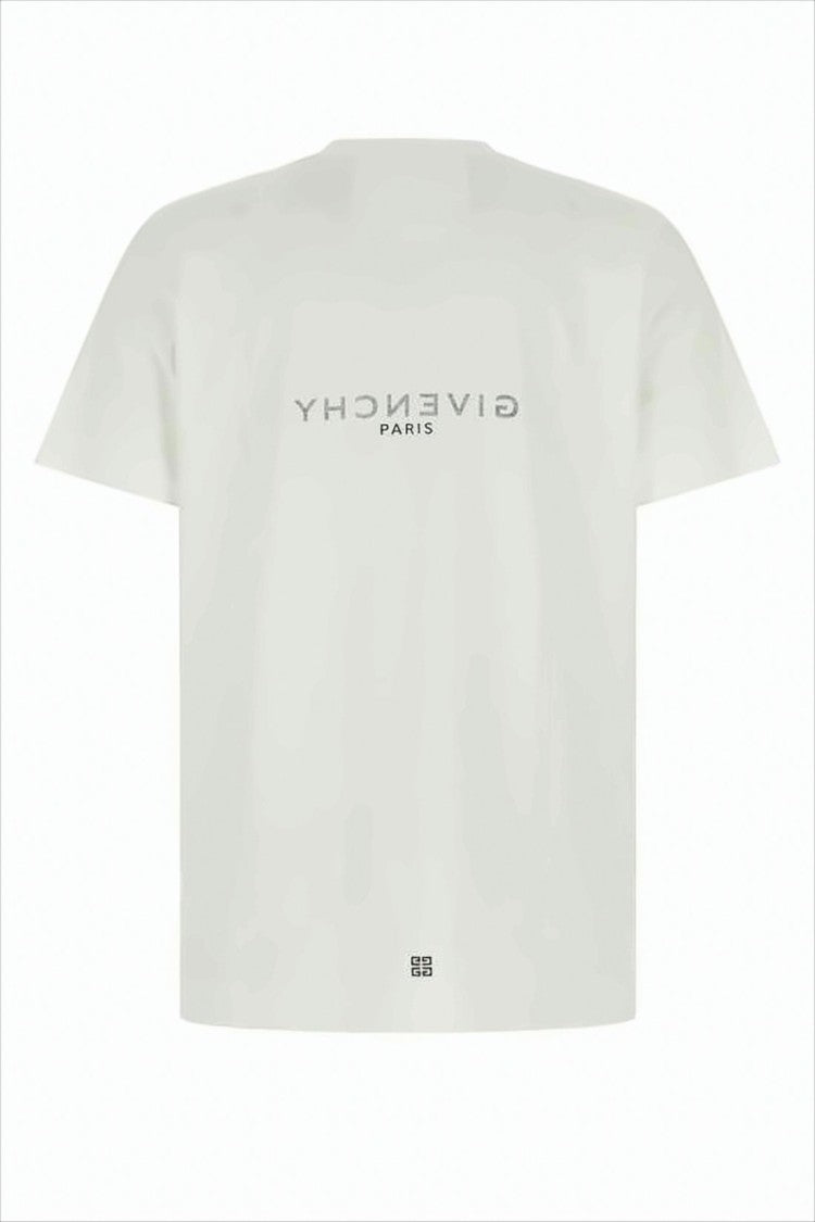 Boxy-Cut White Cotton T-Shirt with Bold Logo and Minimalist Design