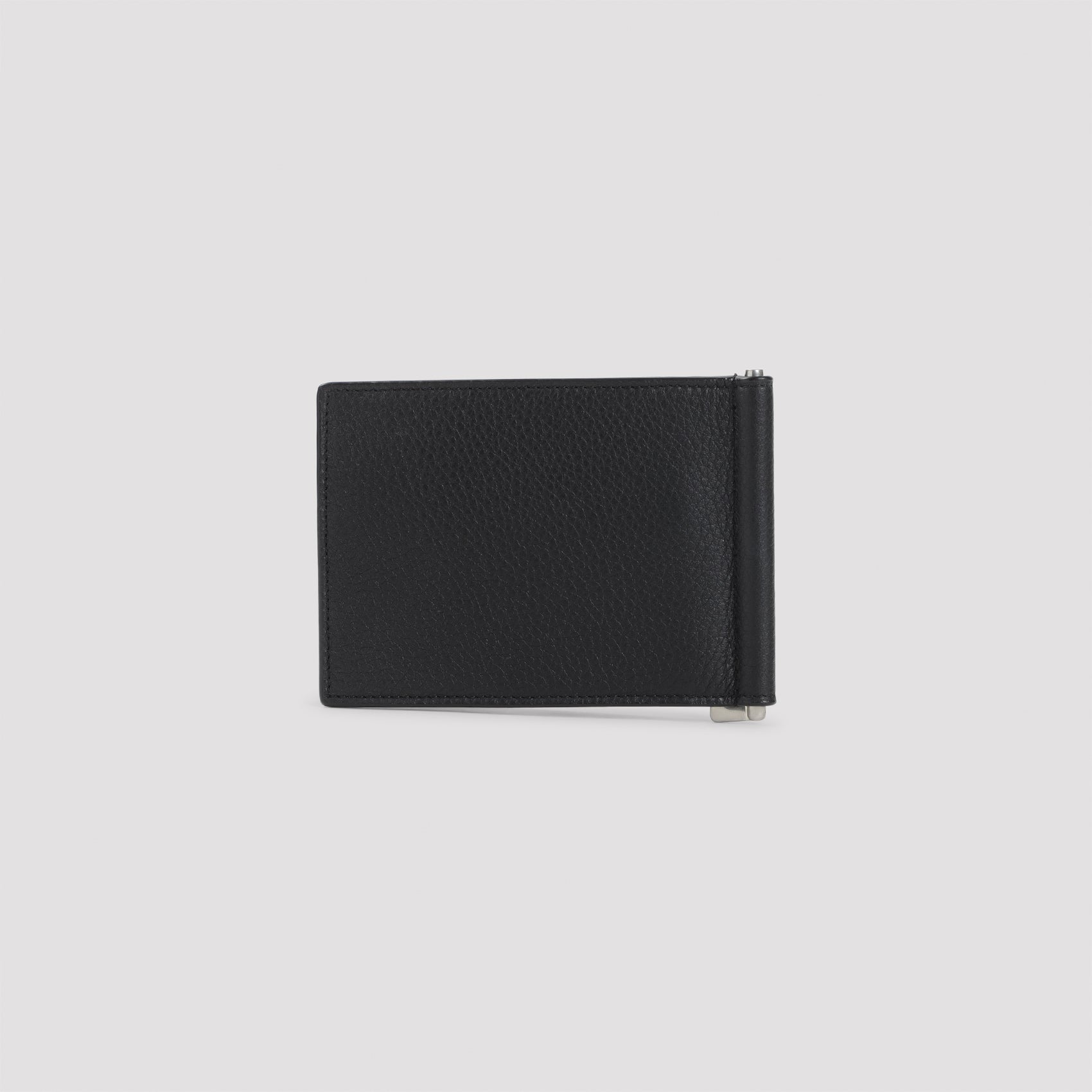 Textured Black Calf Leather Bifold Wallet