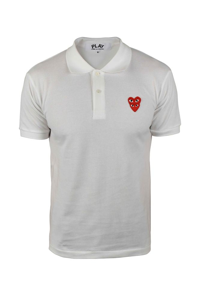 Cotton Polo Shirt With Iconic Heart Emblems