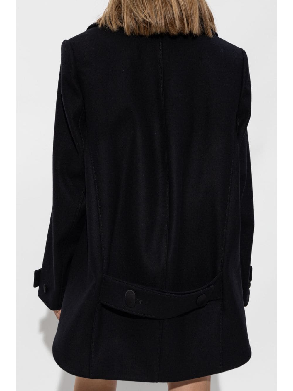 Asymmetrical Hem Wool Coat