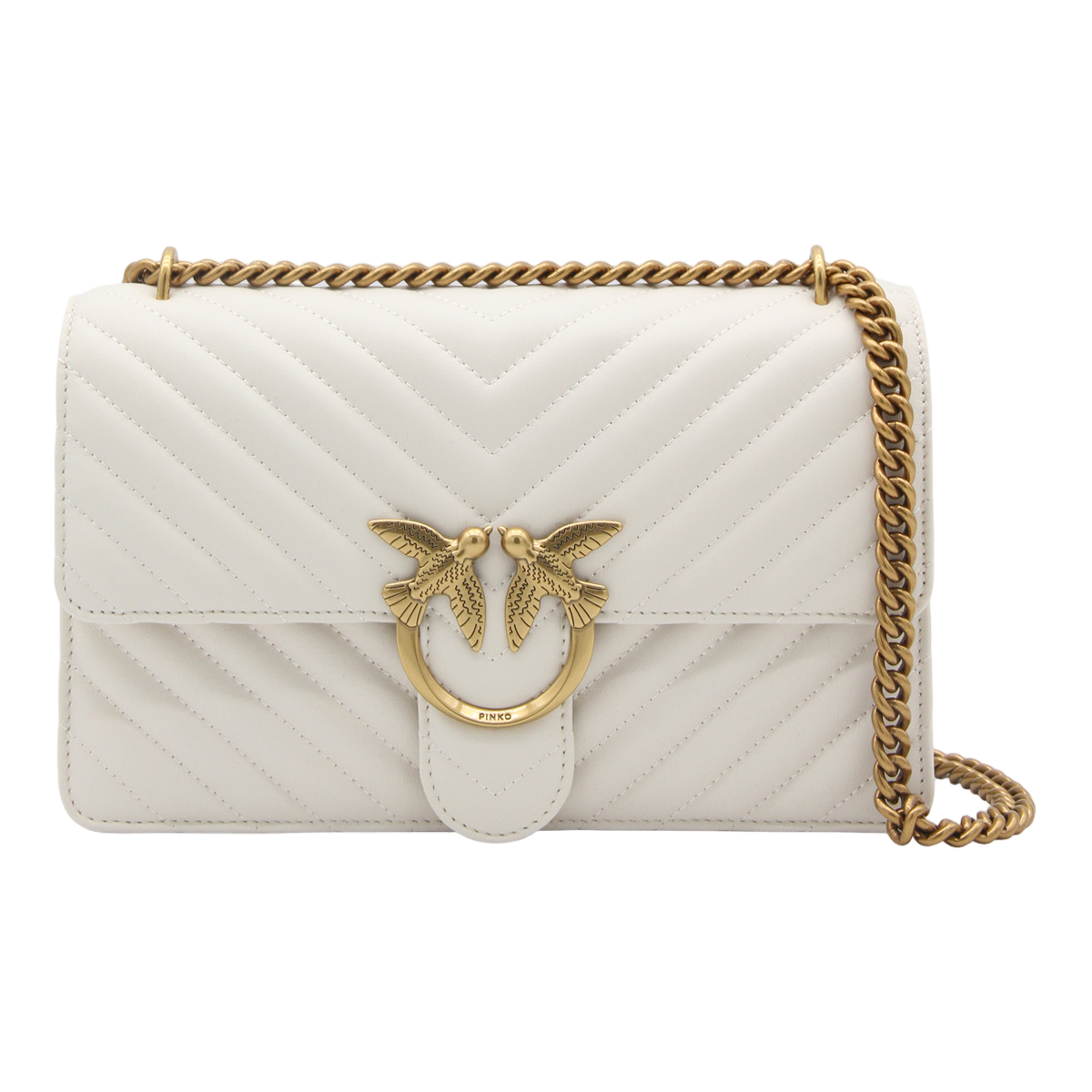 Quilted White Rectangular Pinko Handbag