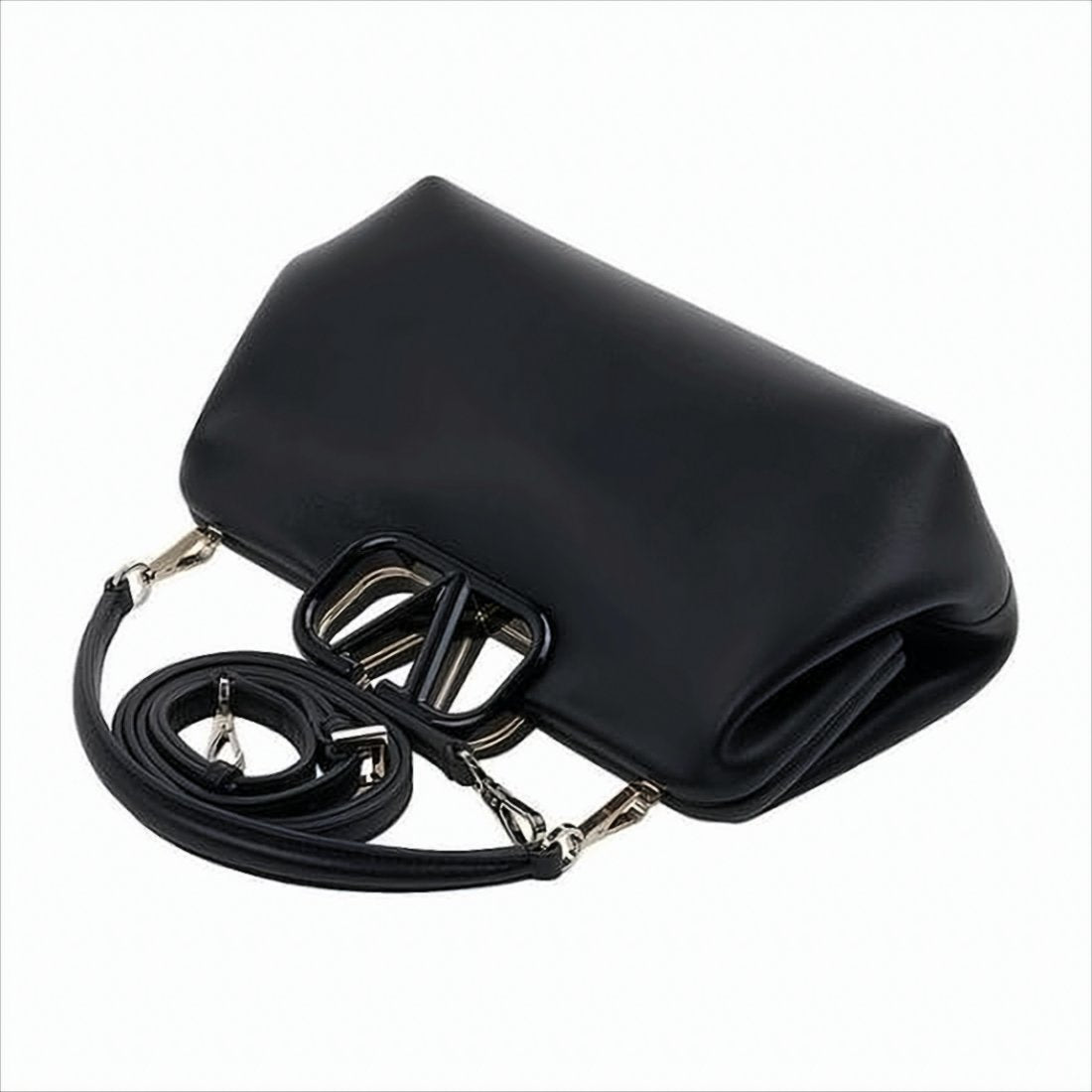 Structured Black Leather Shoulder Bag