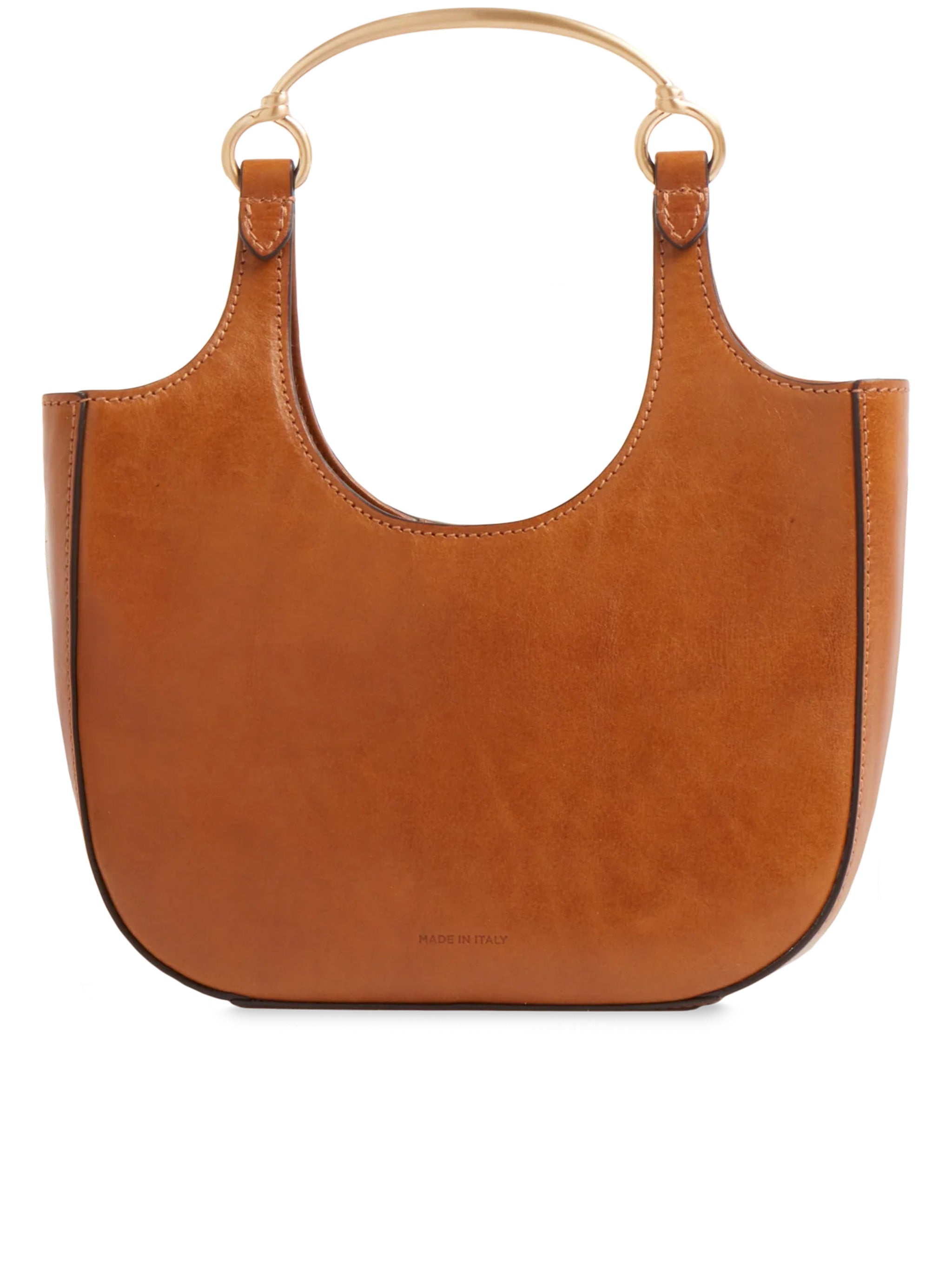 Brown Baby Hobo Structured Leather Shoulder Bag