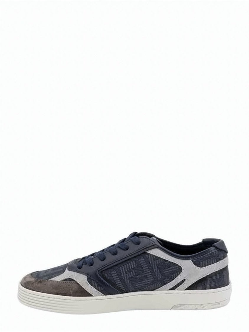 Low-Top Sneakers with Textured Suede and Leather Design
