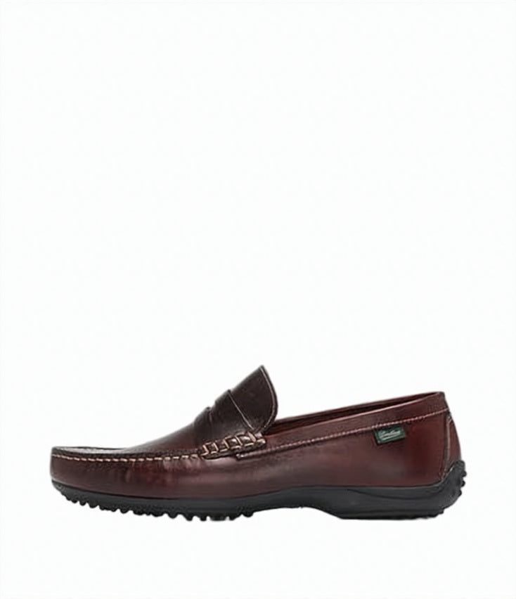 Brown Leather Loafers with Detailed Stitching
