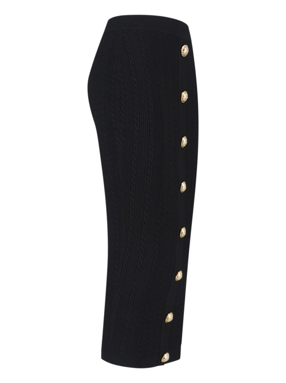 Ribbed Black Midi Skirt