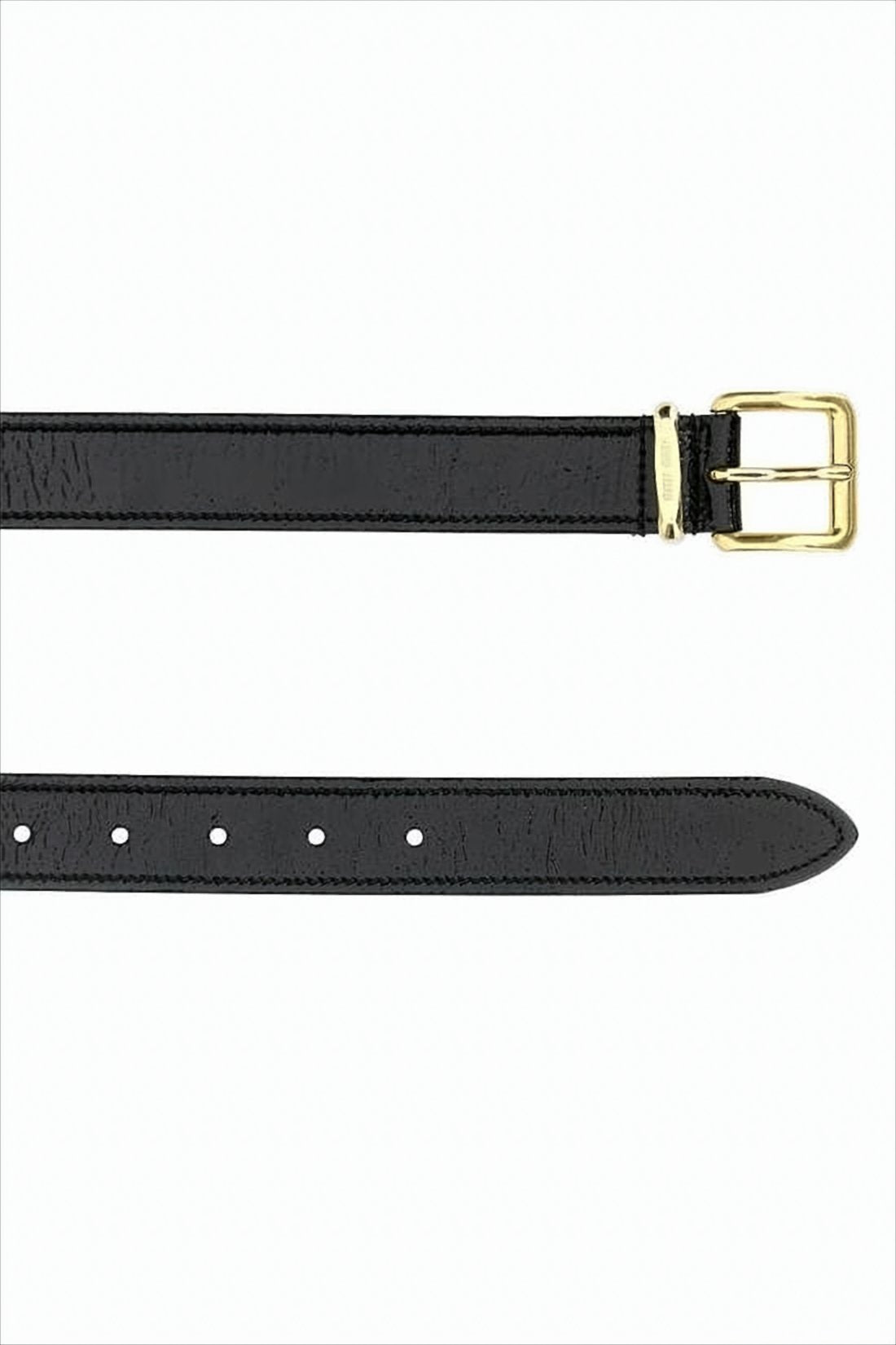 Textured Leather Belt with Polished Gold-Tone Buckle