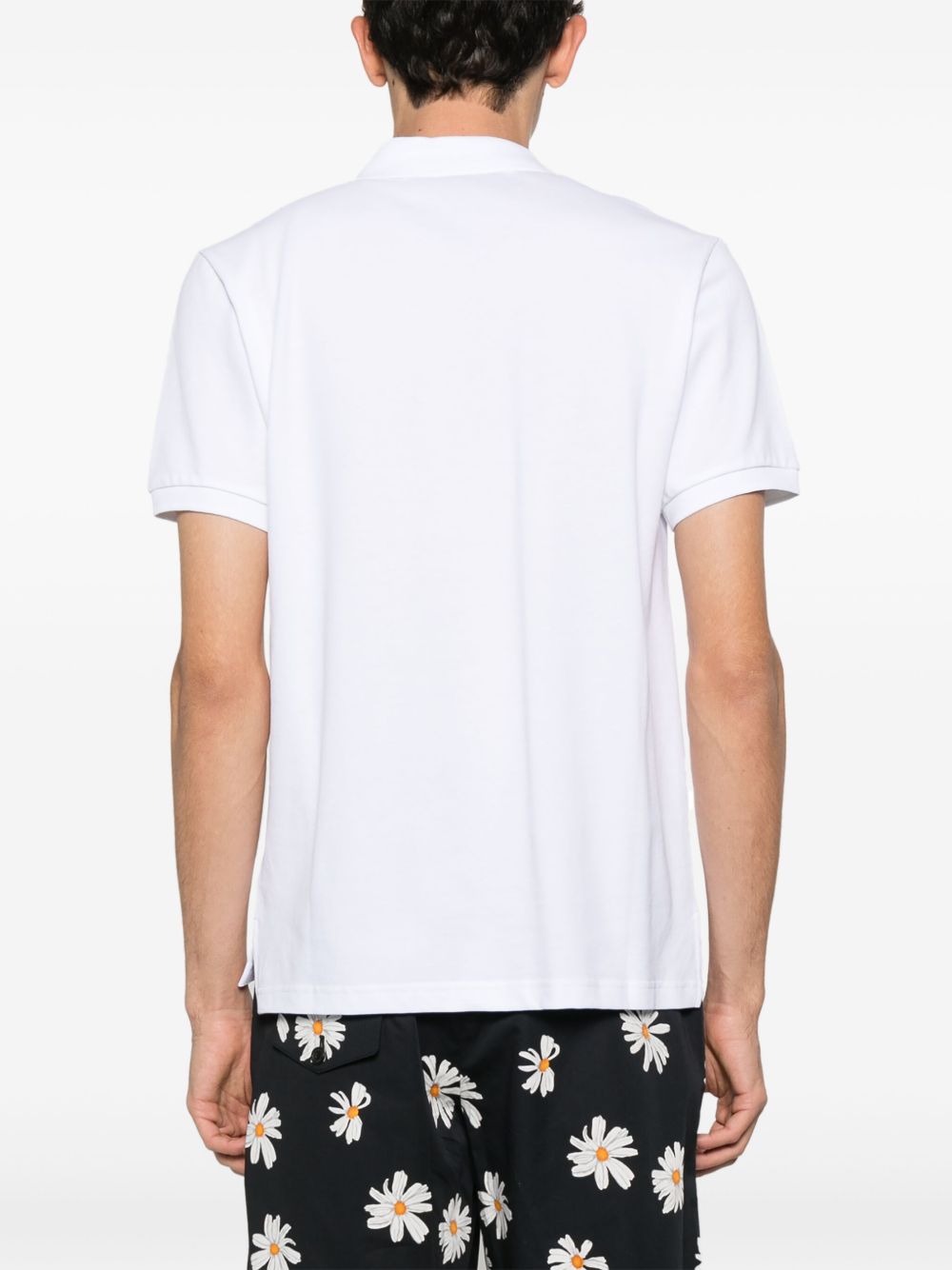 Signature Teddy Bear Motif White Polo Shirt