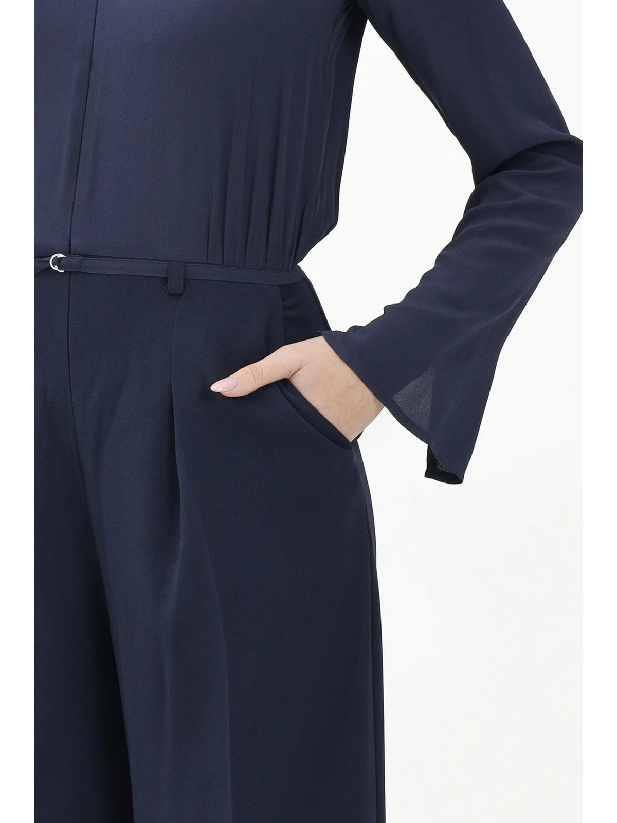 Blue Polyester Elastane Elegant Jumpsuit
