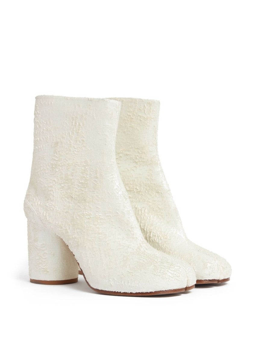 Cylindrical-Heel Ankle Boots In Distressed Laser-Cut Suede