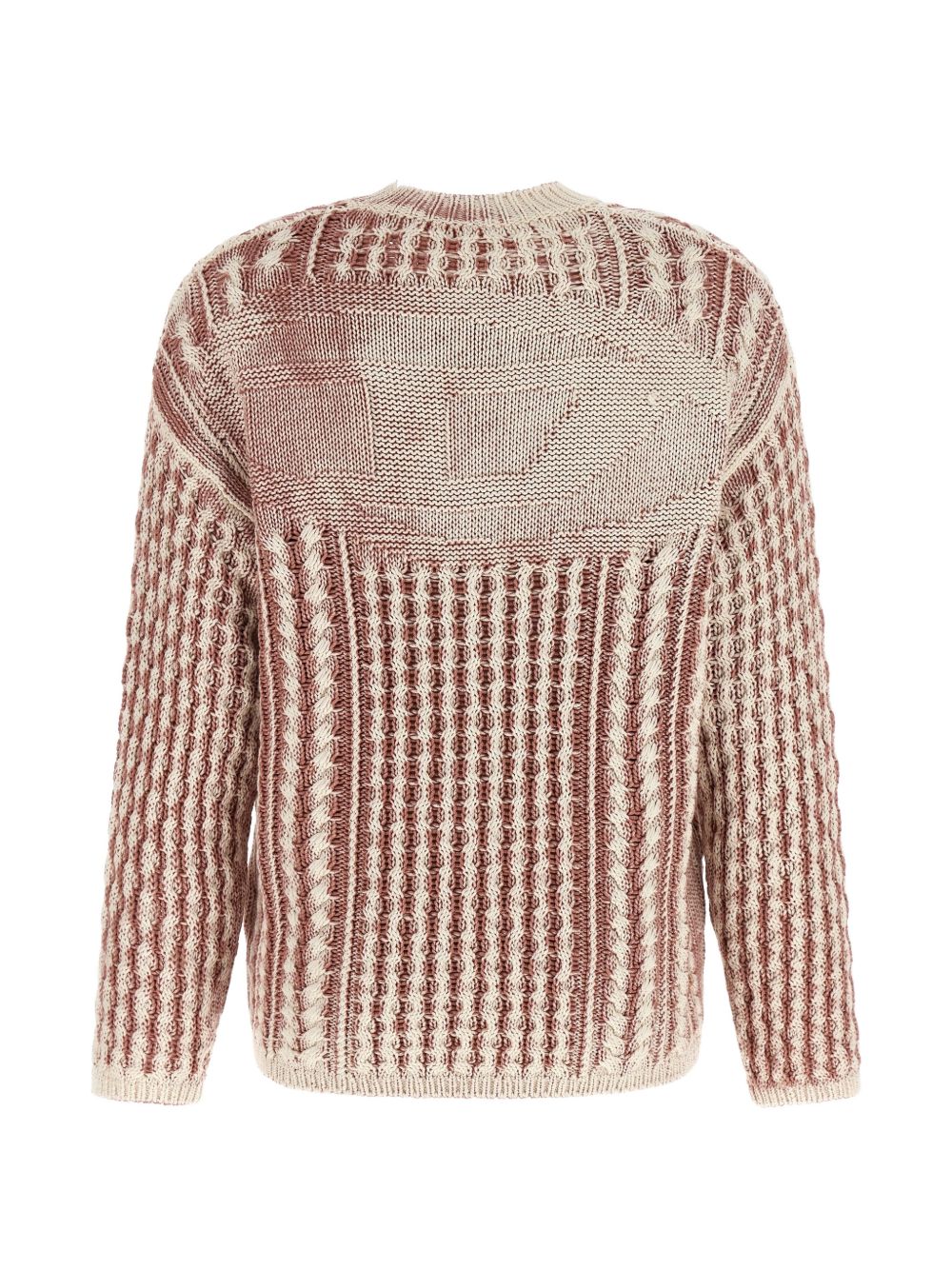 Textured Knit Sweater With Vertical And Cable Stripes
