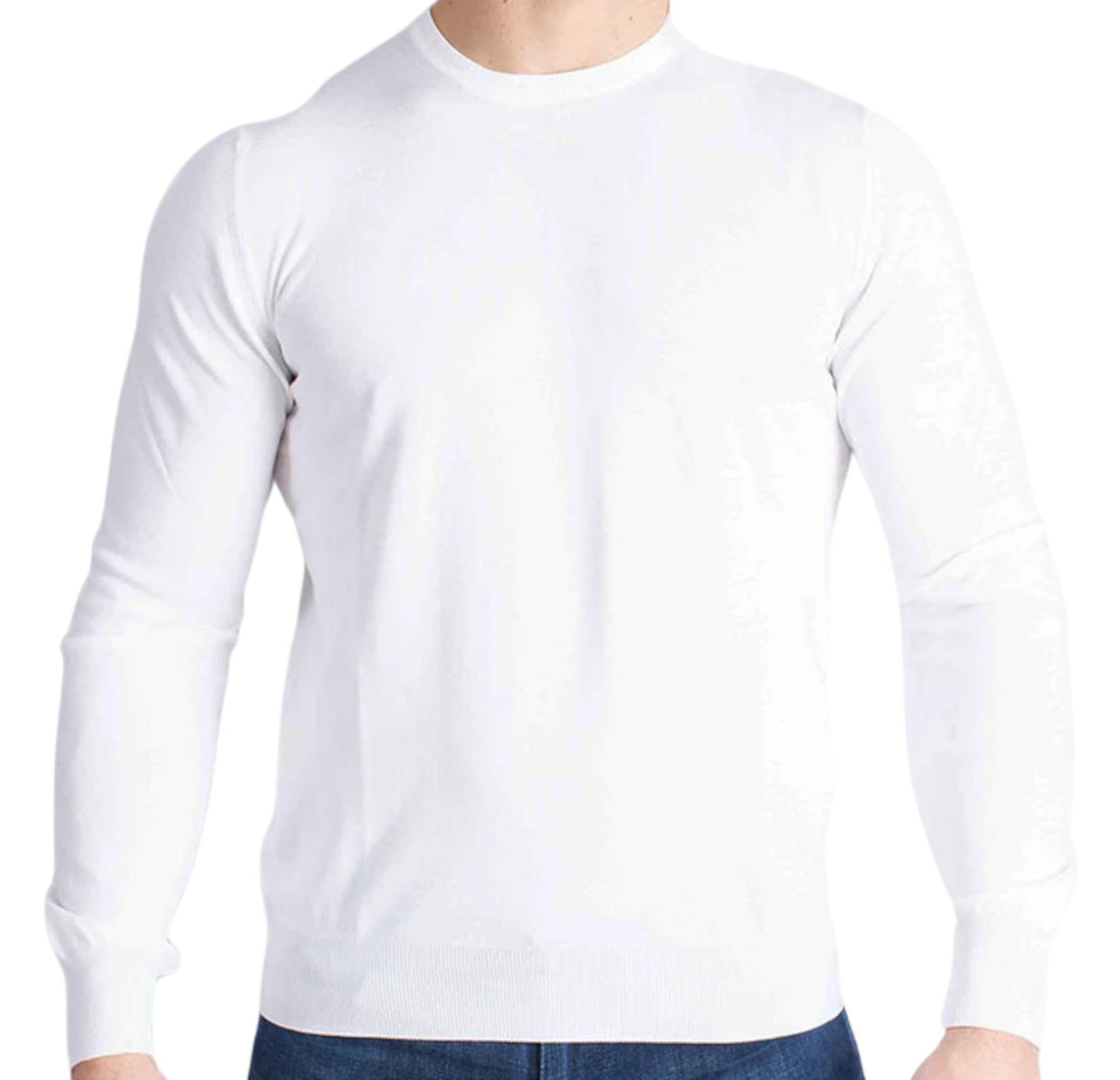 Long-Sleeve Crew Neck Sweater with Ribbed Cuffs