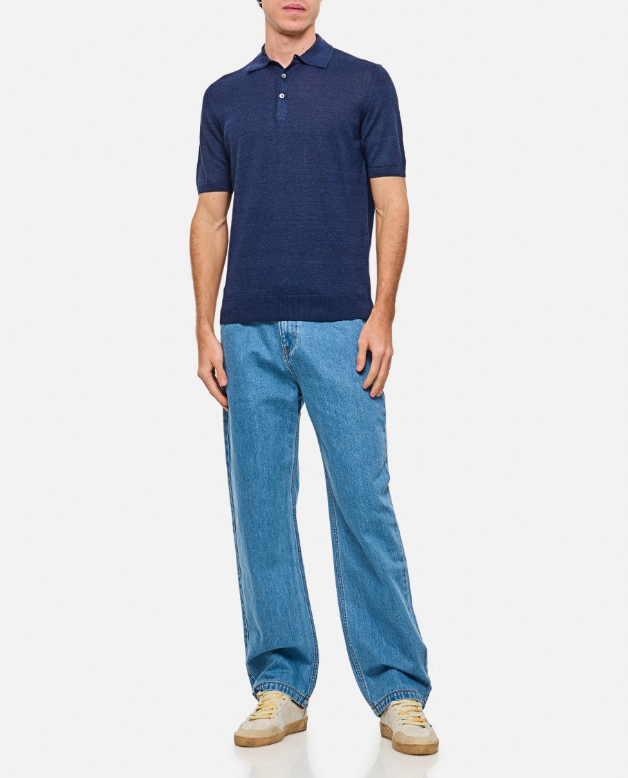 Relaxed-Fit Blue Polo Shirt With Classic Collar
