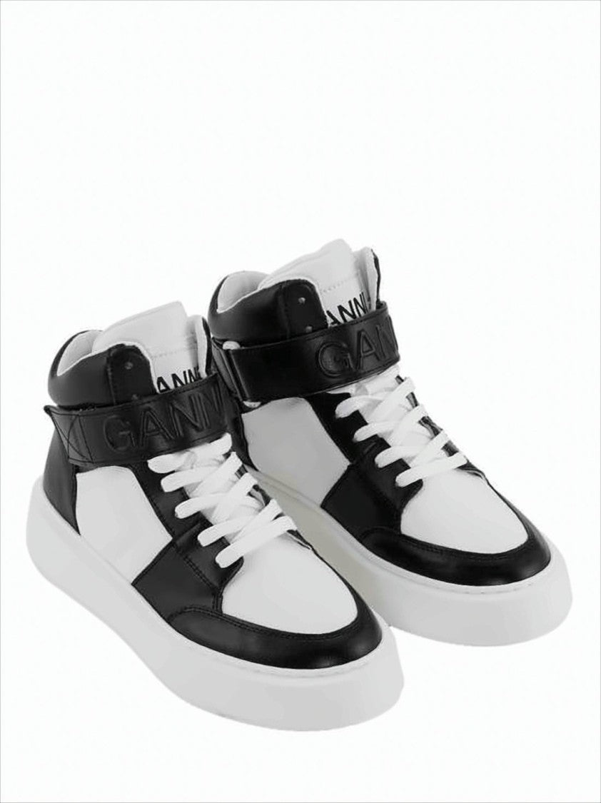 Mid-Top Sneakers with Color Block Design and Branded Ankle Strap