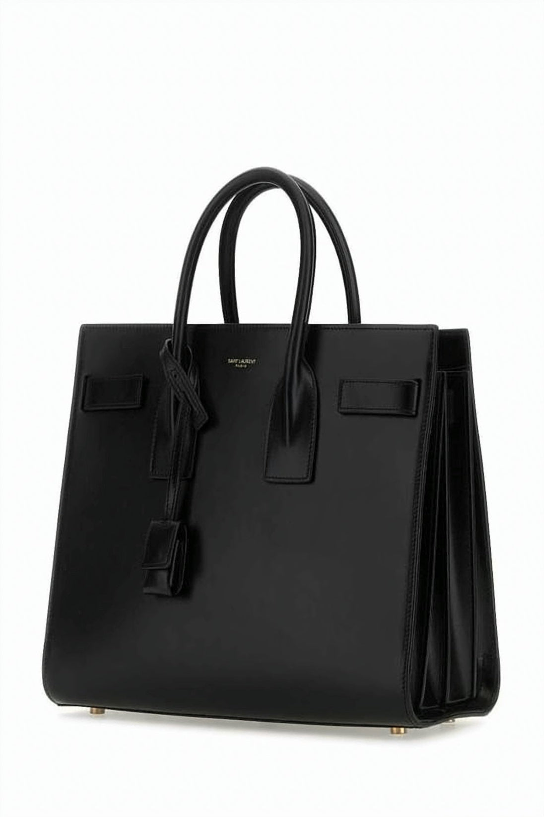 Black Structured Calf Leather Small Tote