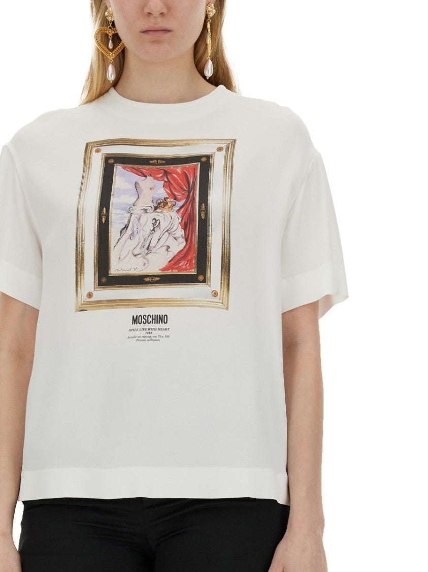 Artistic Print Satin T-Shirt