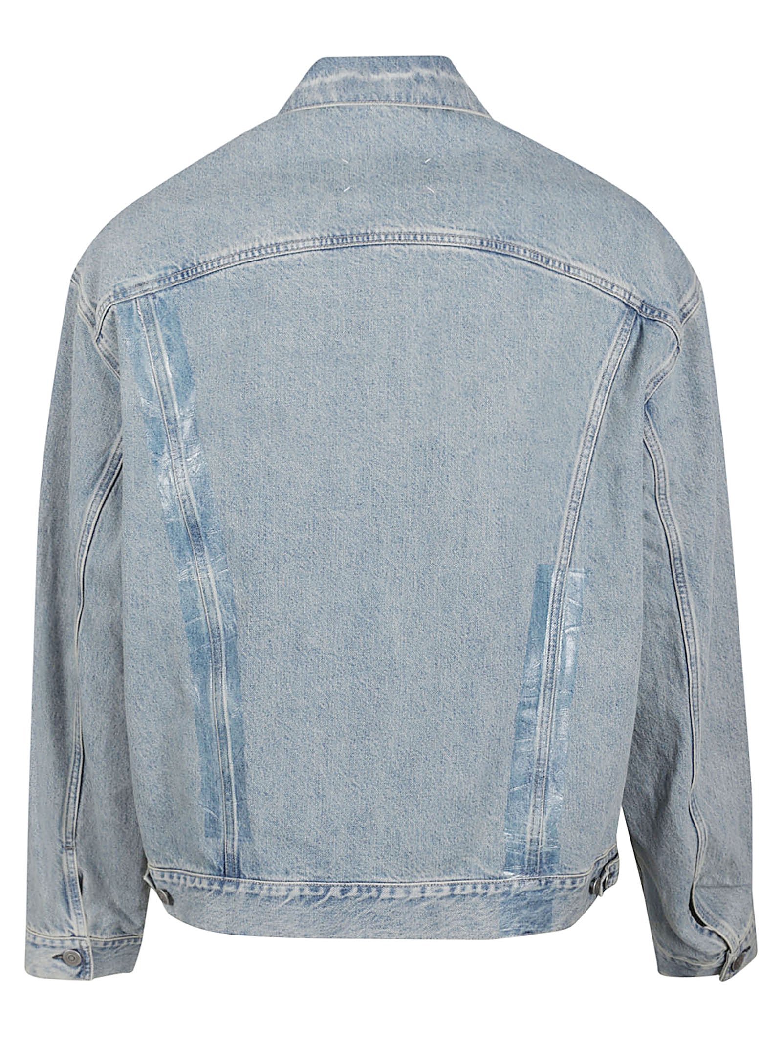 Light Wash Denim Jacket with Distressed Accents
