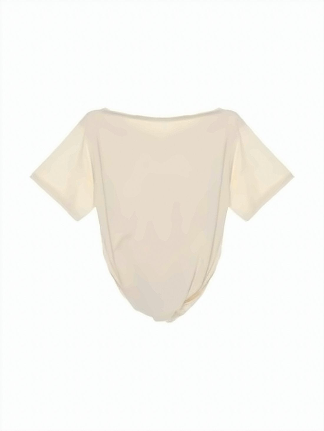 Asymmetrical Neckline Short-Sleeved Top in Organic Cotton