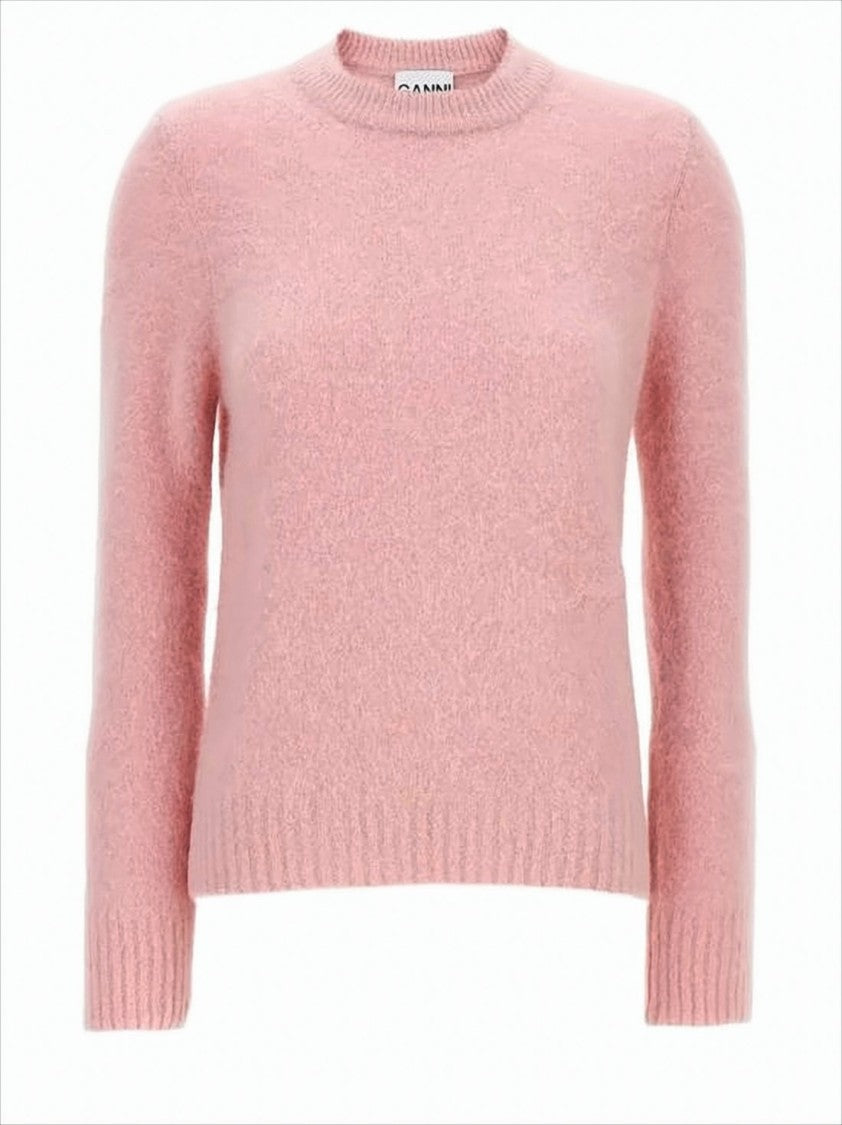 Soft Fuzzy Crewneck Sweater with Ribbed Cuffs