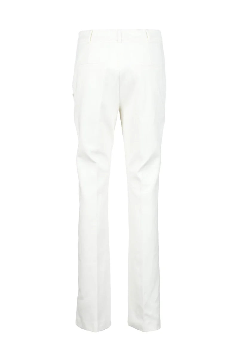 Tailored White Trousers with Mid-Rise Waist