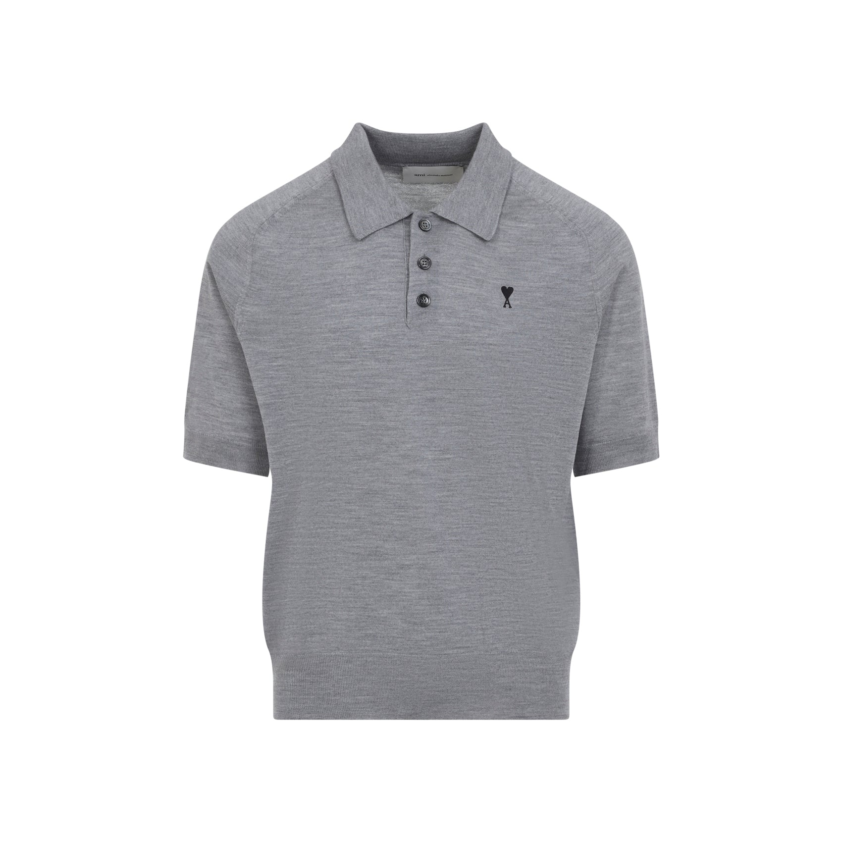 Heathered Grey Short-Sleeve Polo Shirt With Classic Collar
