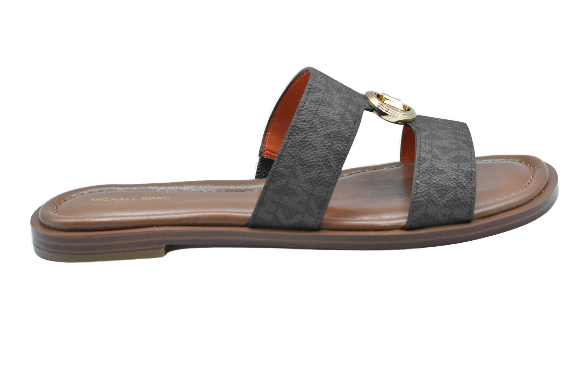 Brown Slip-On Sandals With Logo Print