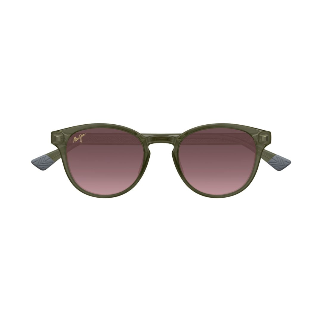 Hiehie Translucent Olive Green Sunglasses with Gradient Purple Lenses
