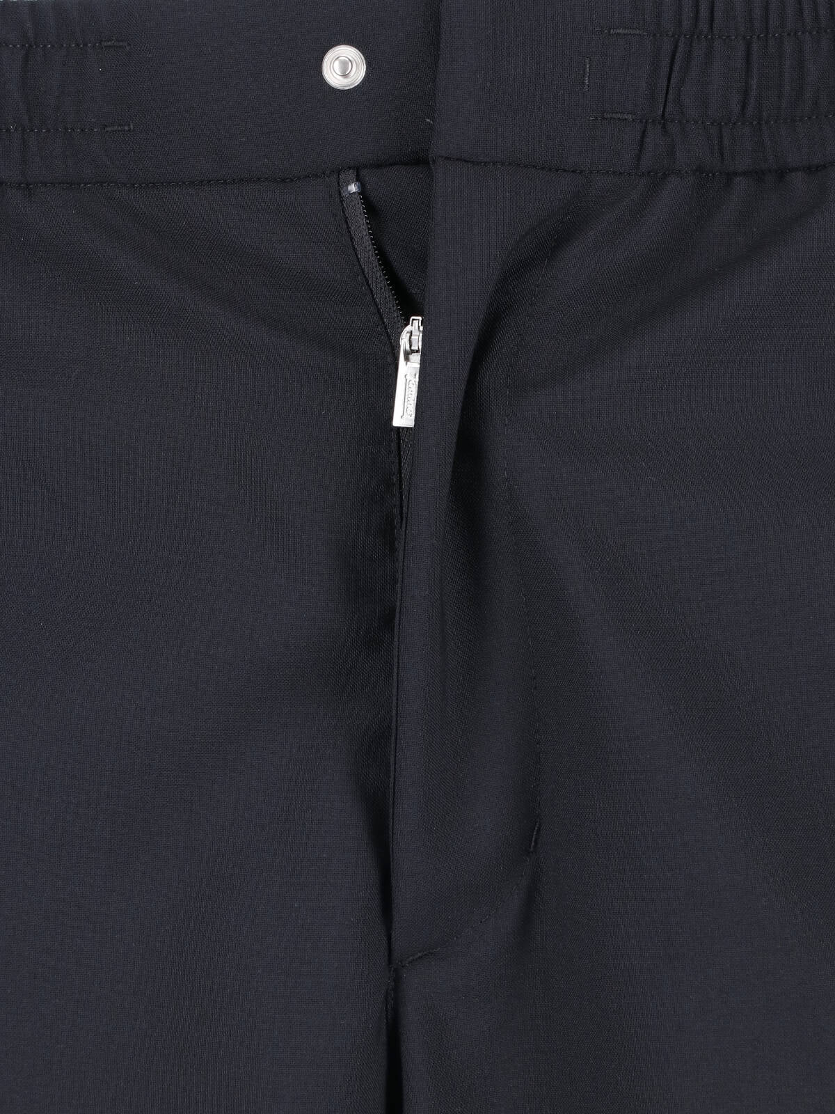 Black Straight-Leg Wool Blend Laminar Trousers