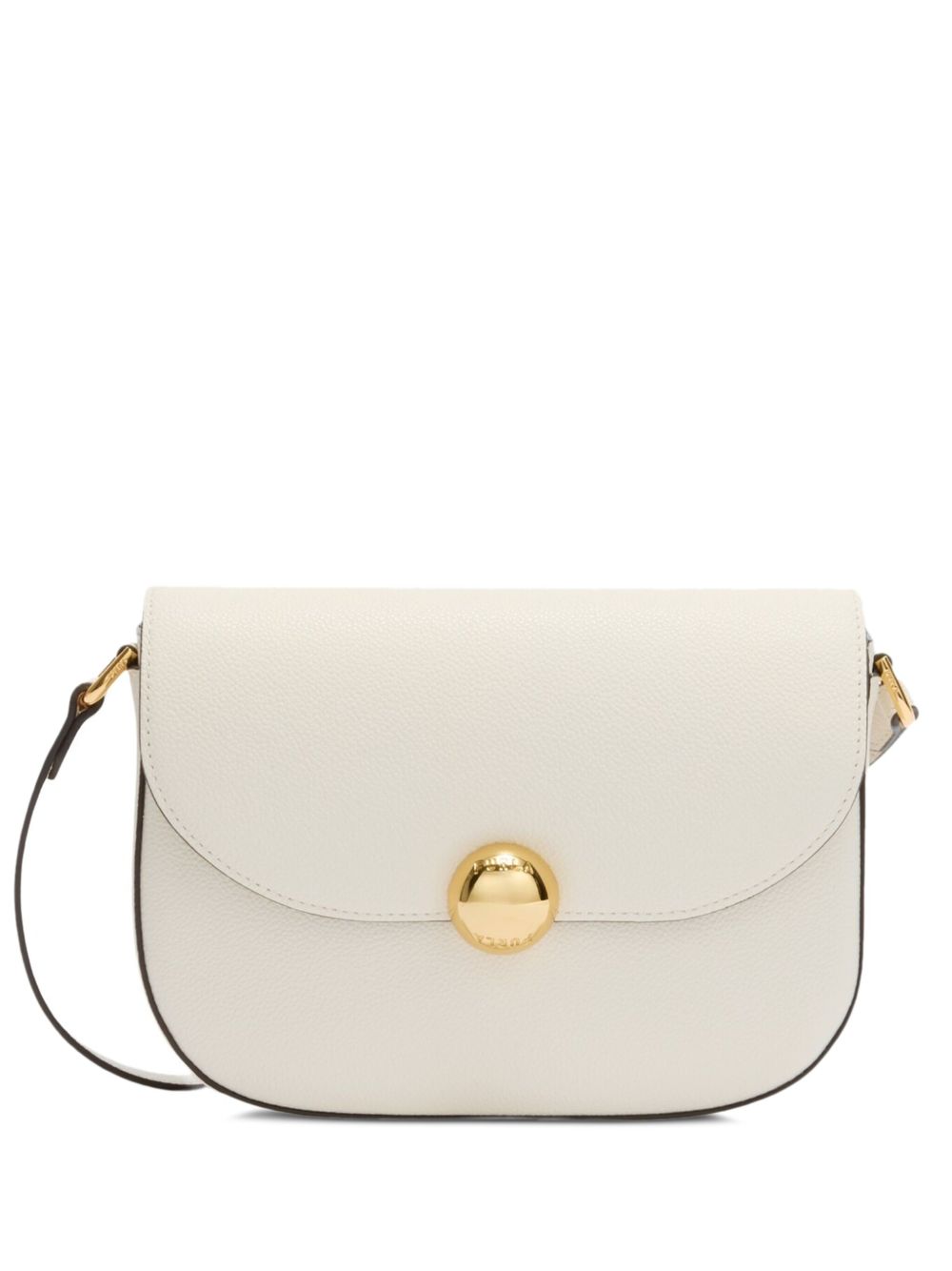 Structured White Leather Moonlight Crossbody Bag