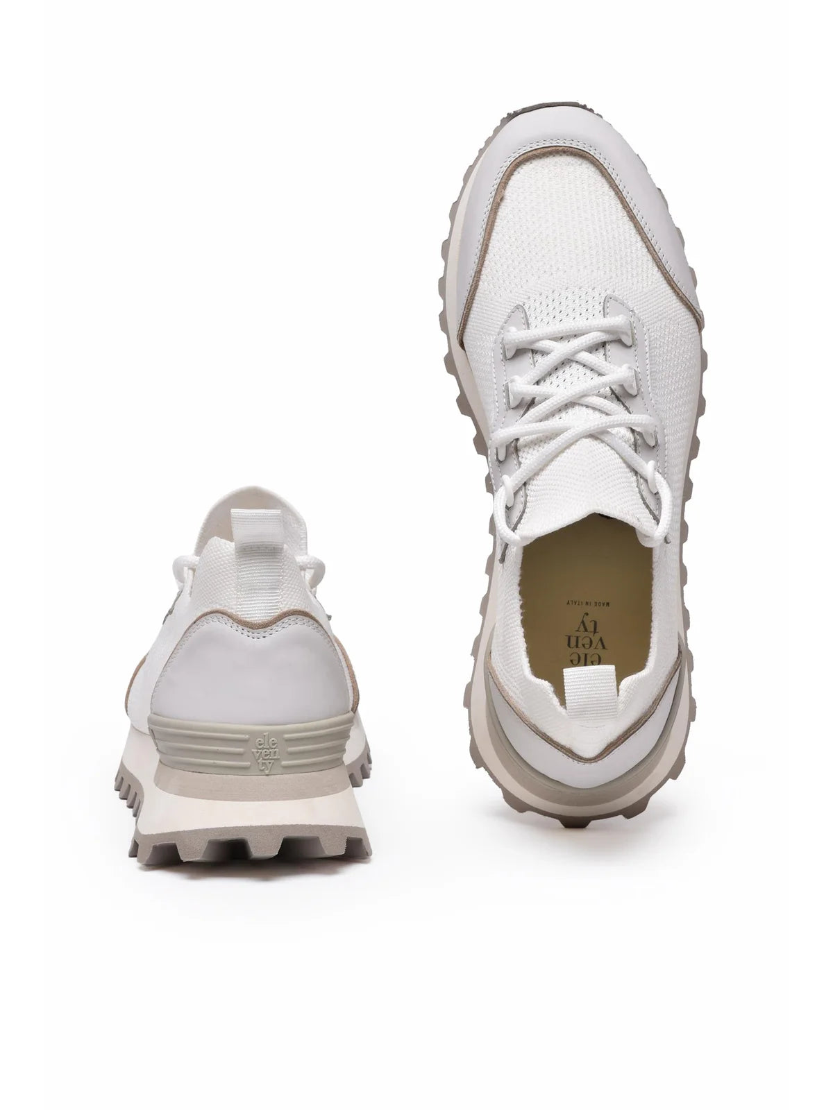 White Men Mixed Fiber Leather Sneakers