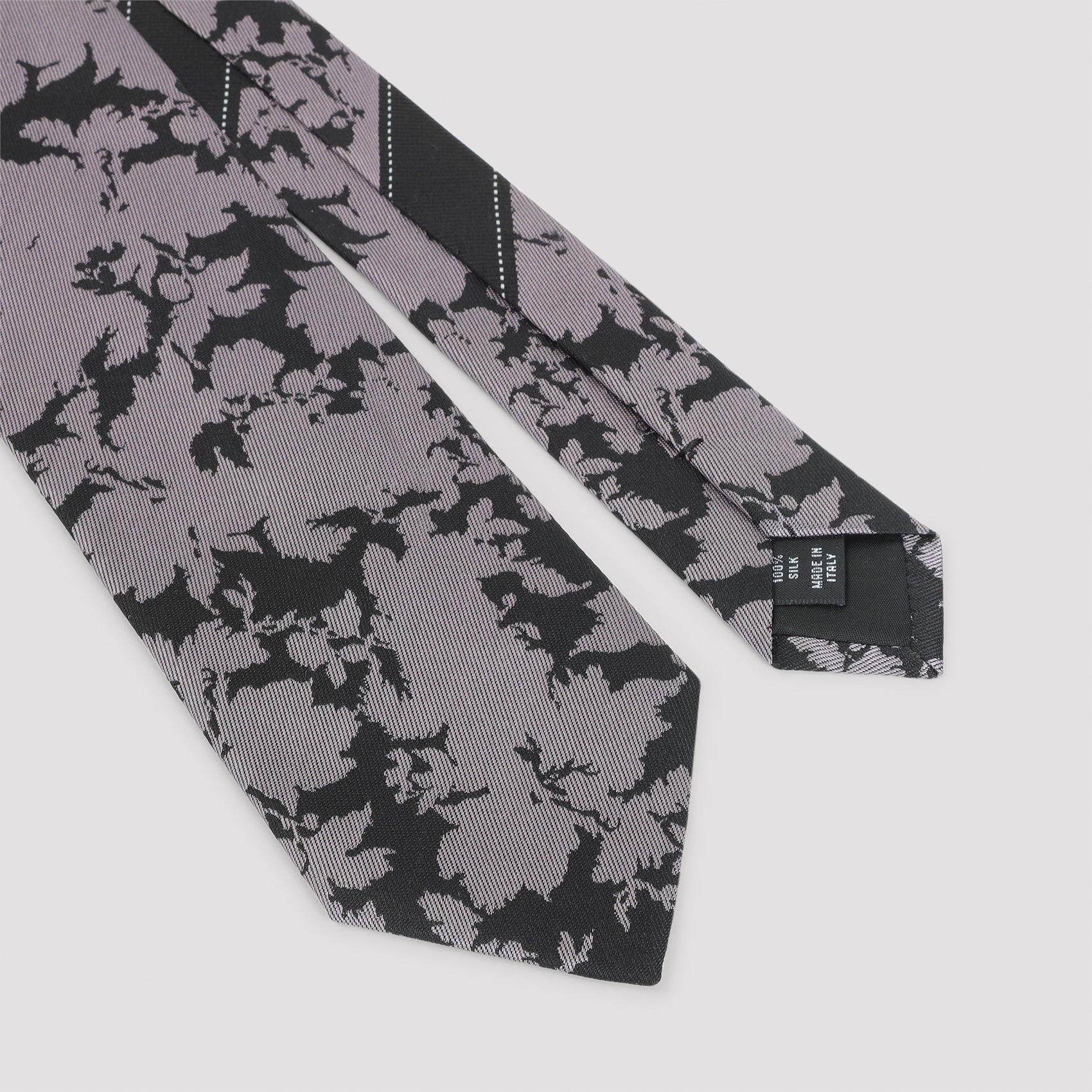 Abstract Floral Silk Tie in Neutral Tones