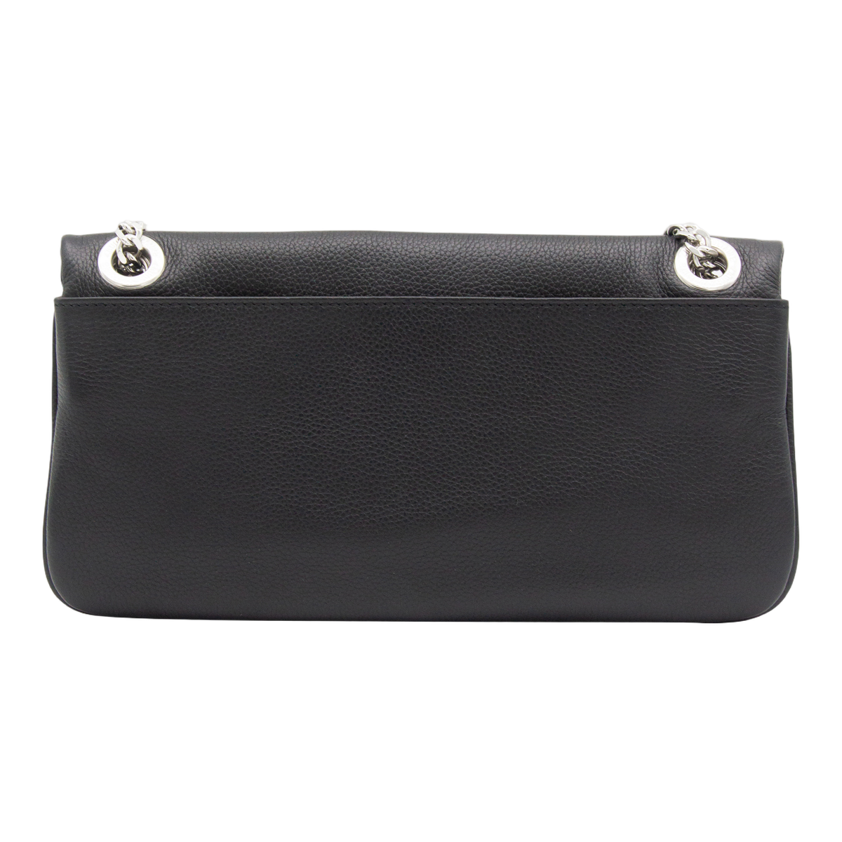 Pebbled Texture Black Bag with Silver Accents