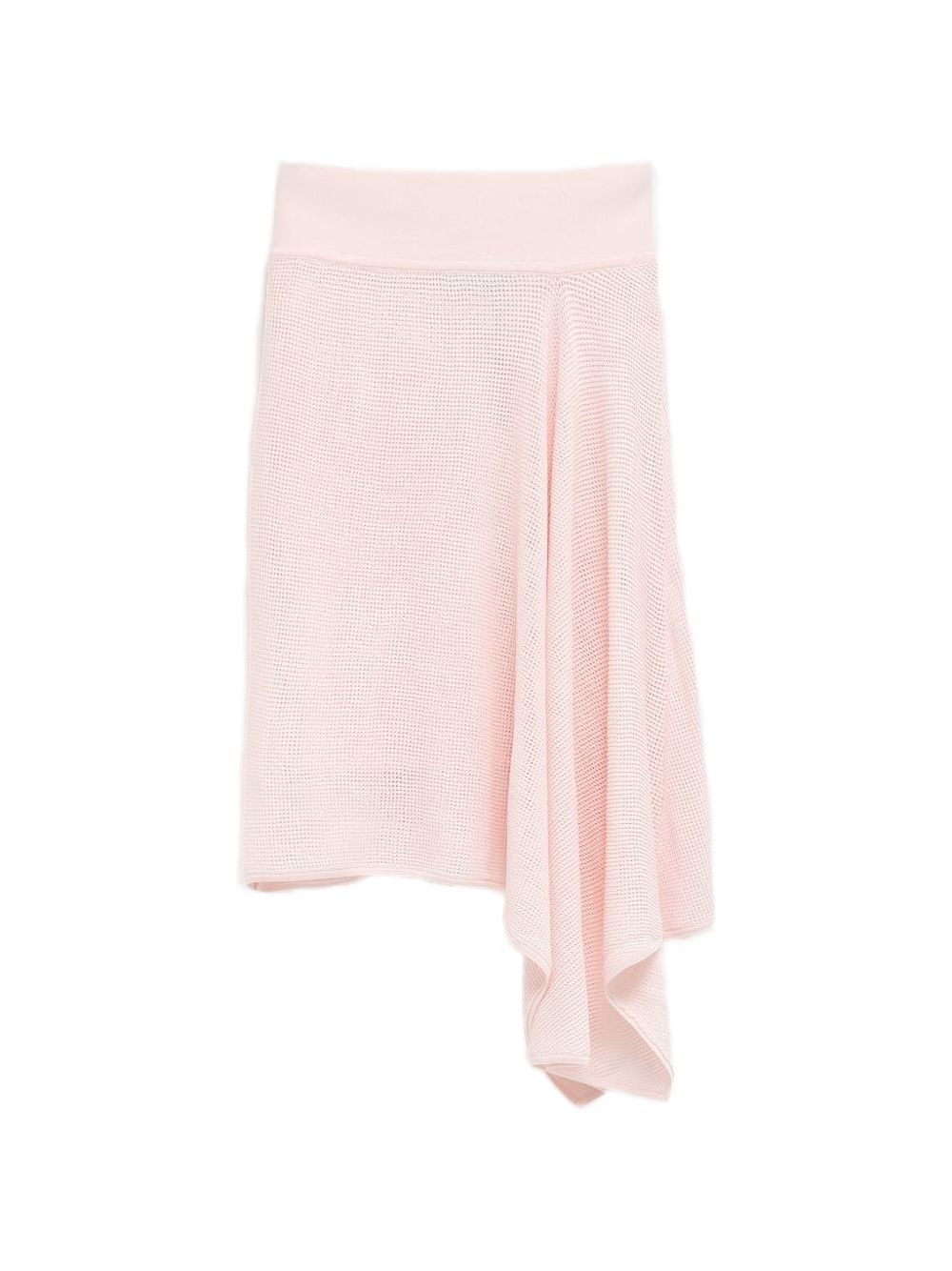 Pink Textured Knit Asymmetrical Mini Skirt