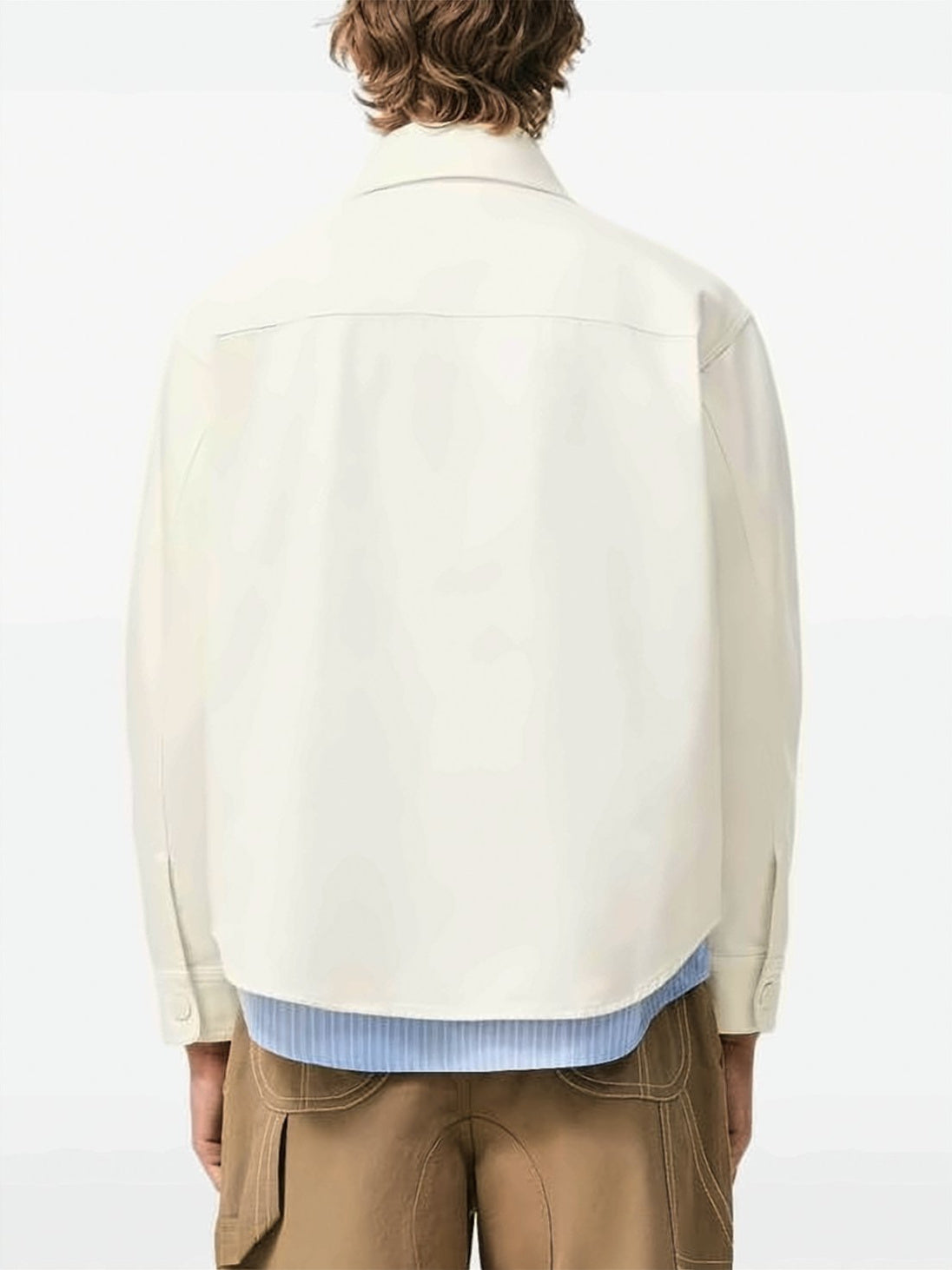 Cotton Overshirt With Tone-On-Tone Logo And Curved Hem