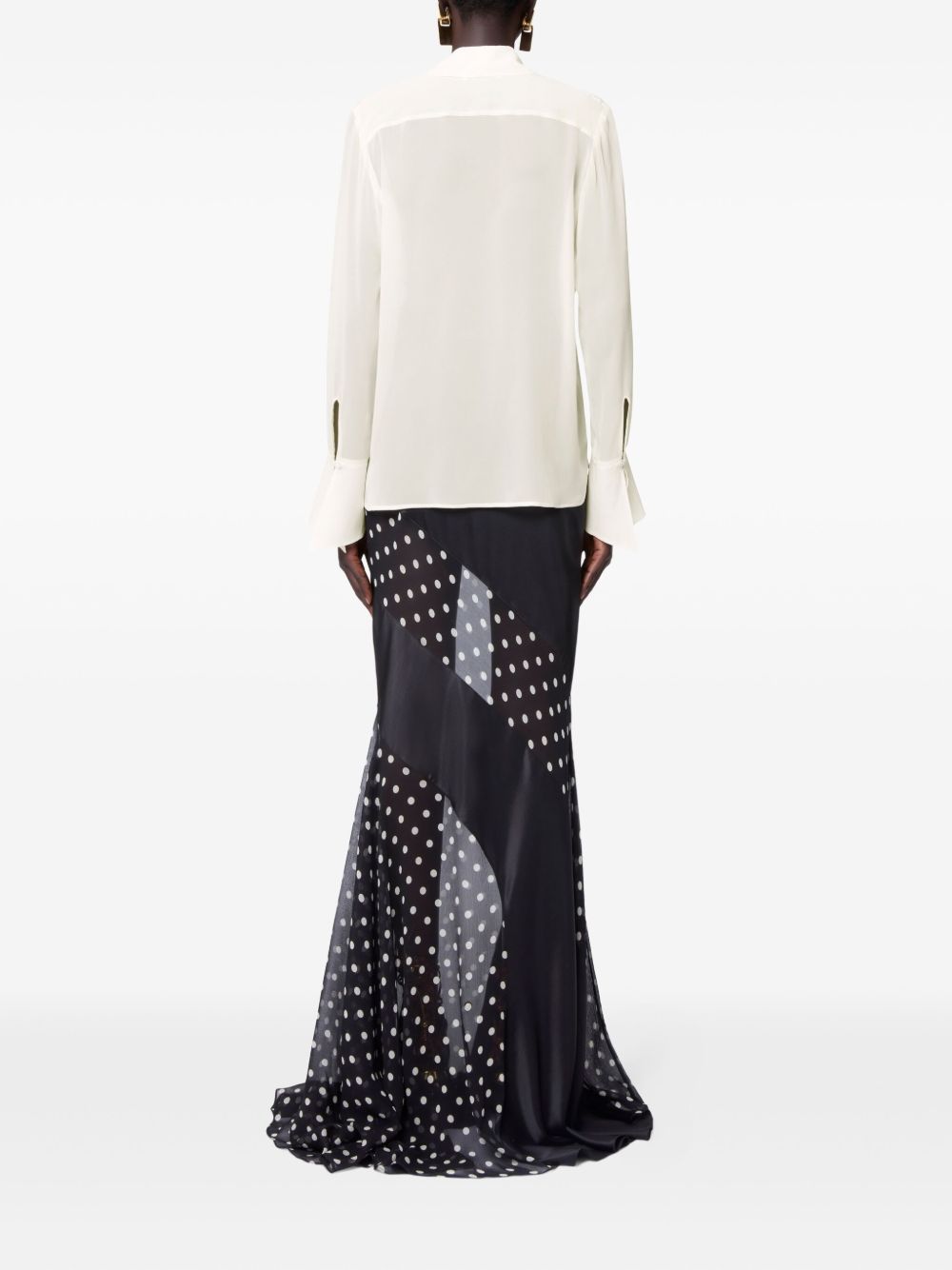 Cream Silk Blouse with Tie Neck