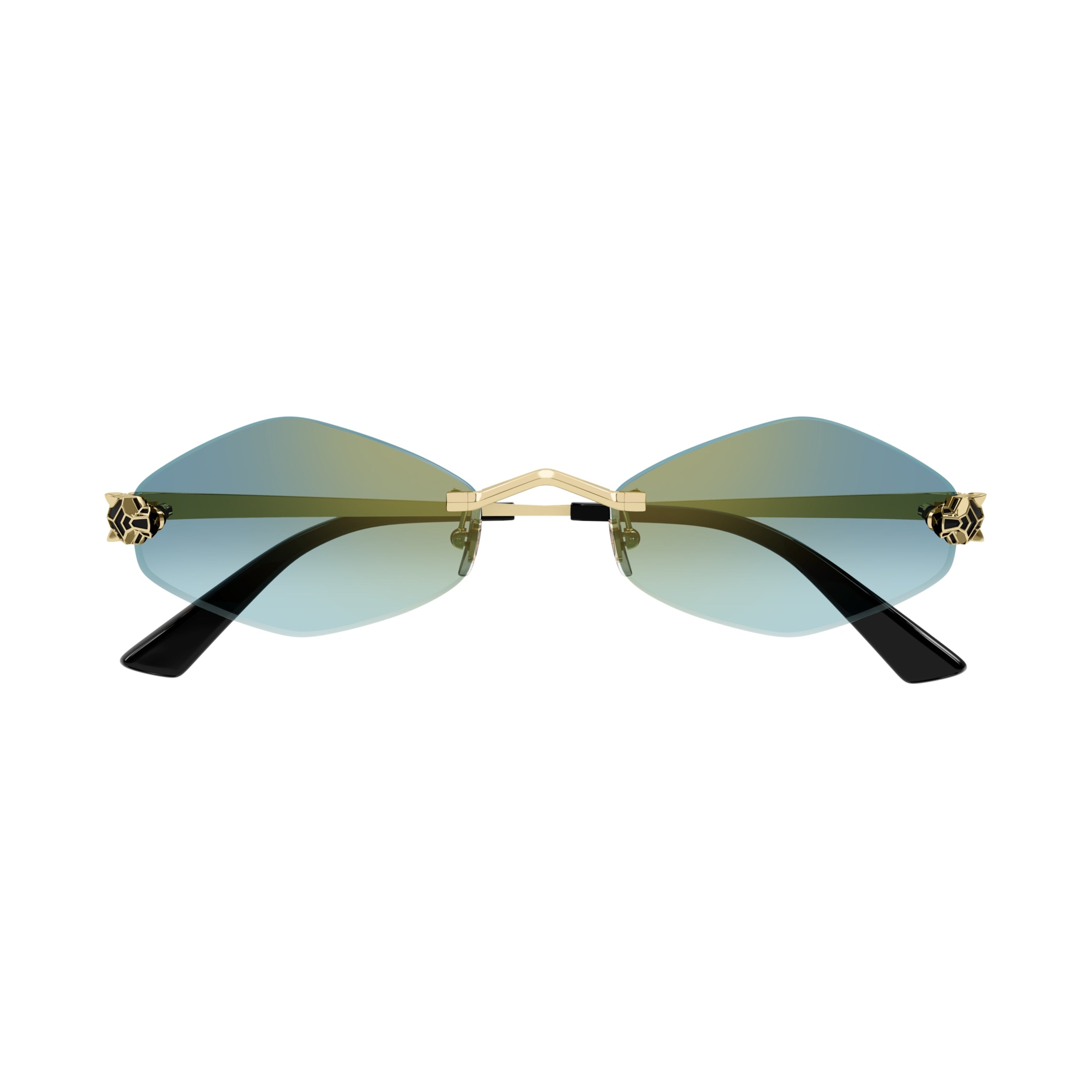 Rimless Sunglasses With Gradient Lenses And Panther Motif